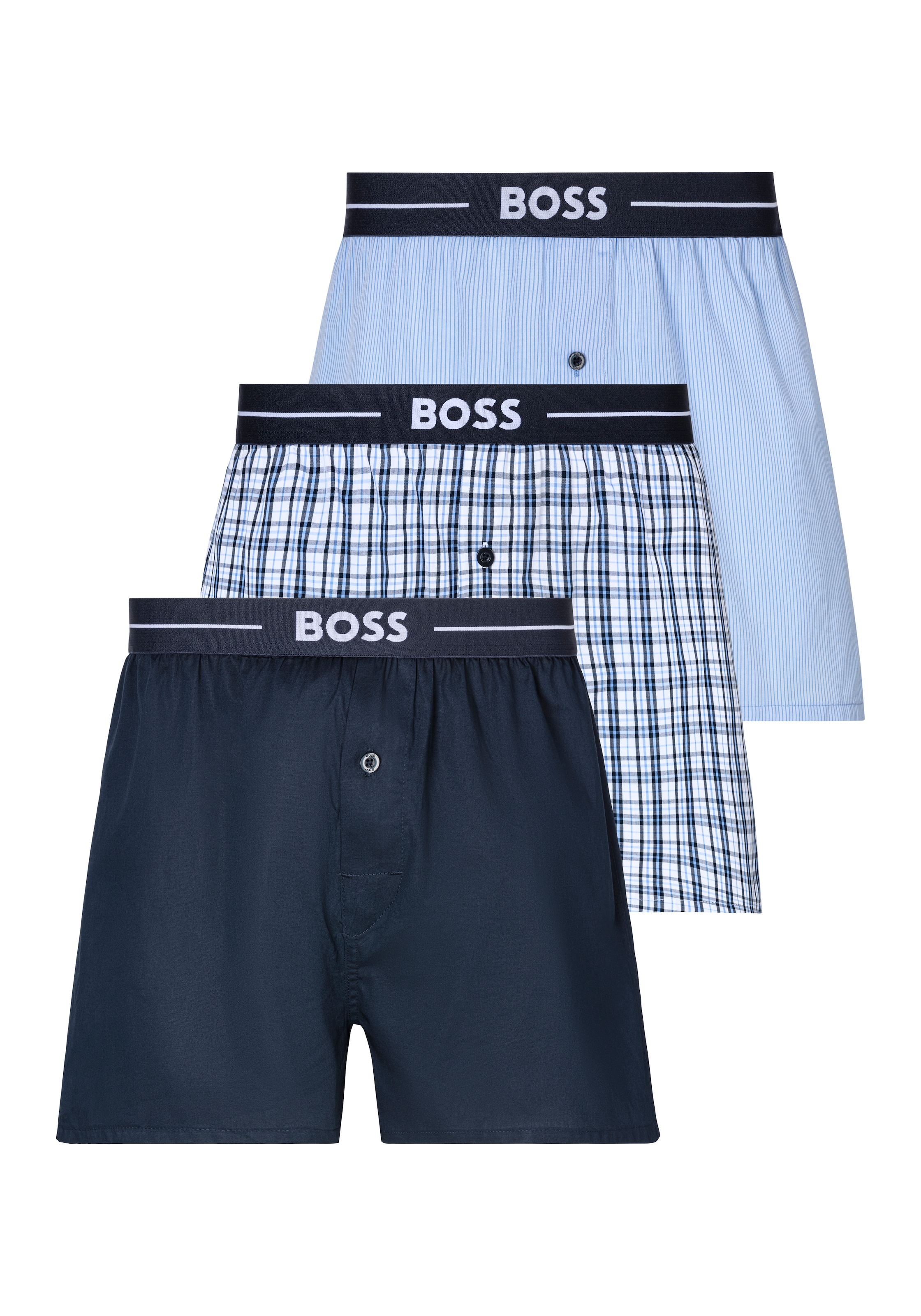 Boxershorts »3P Woven Boxer 10255001 01«, (Packung, 3 St., 3er), mit BOSS Schriftzug...