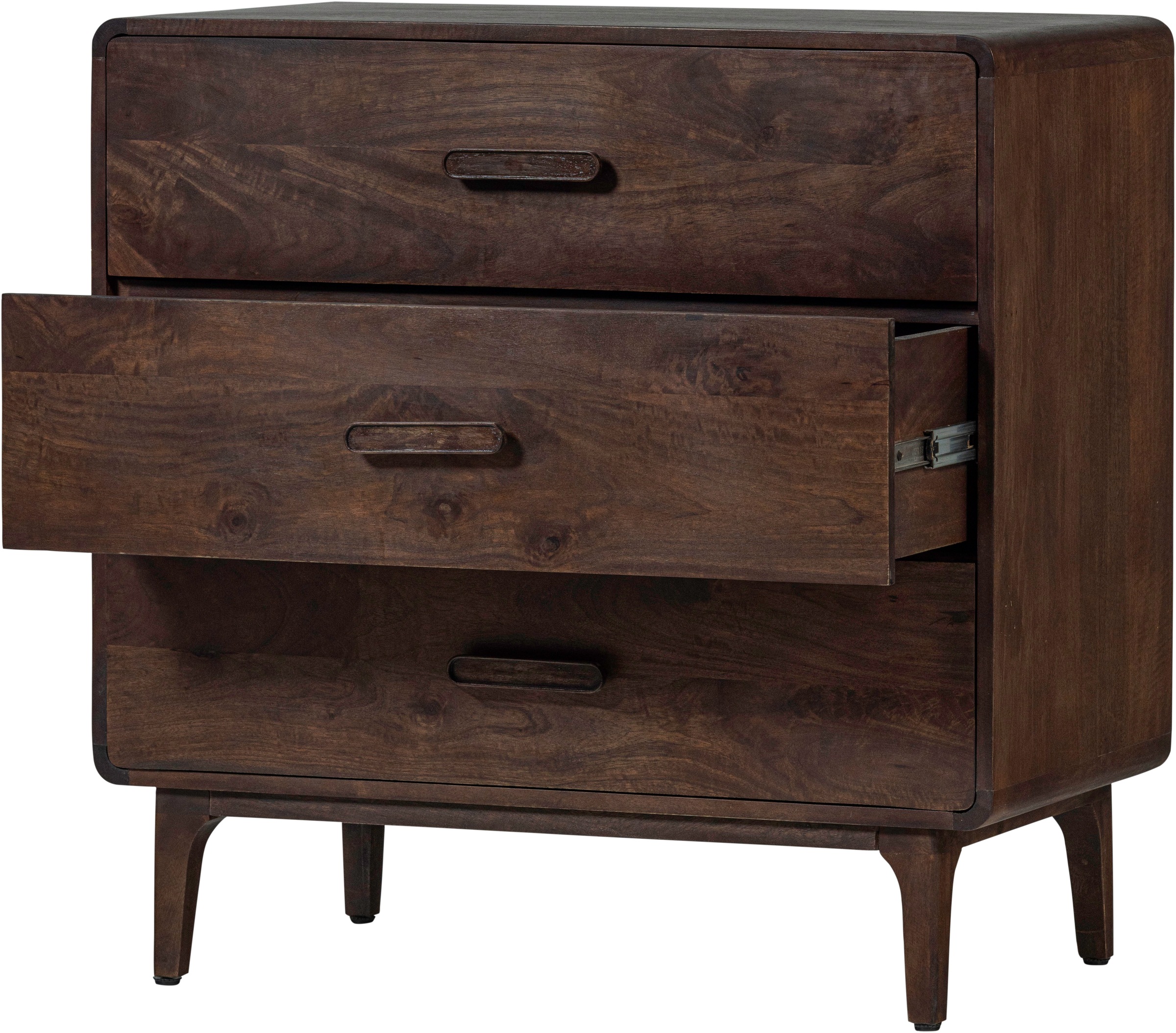 WOOOD Sideboard »Liya mit Massivmangoholz undDämpfung Funktion, B 90 x T 50 x H 90 cm« Spielerische Griffgestaltung, Tragkraft 15–25 kg pro Schublade