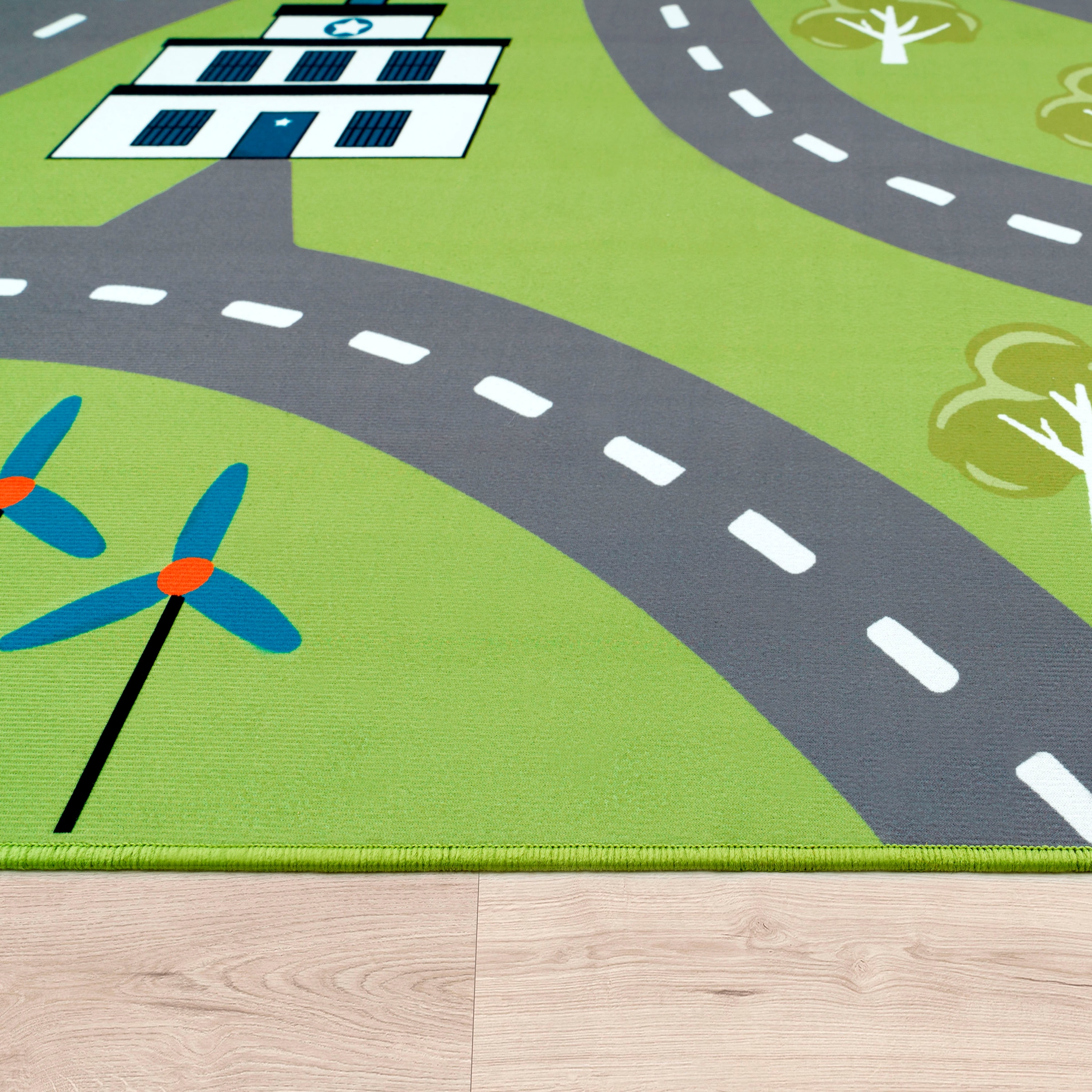 Paco Home Kinderteppich »Bino 562« rund 4 mm Höhe Kurzflor, Straßen-Spiel-Teppich, Motiv Flughafen, Kinderzimmer