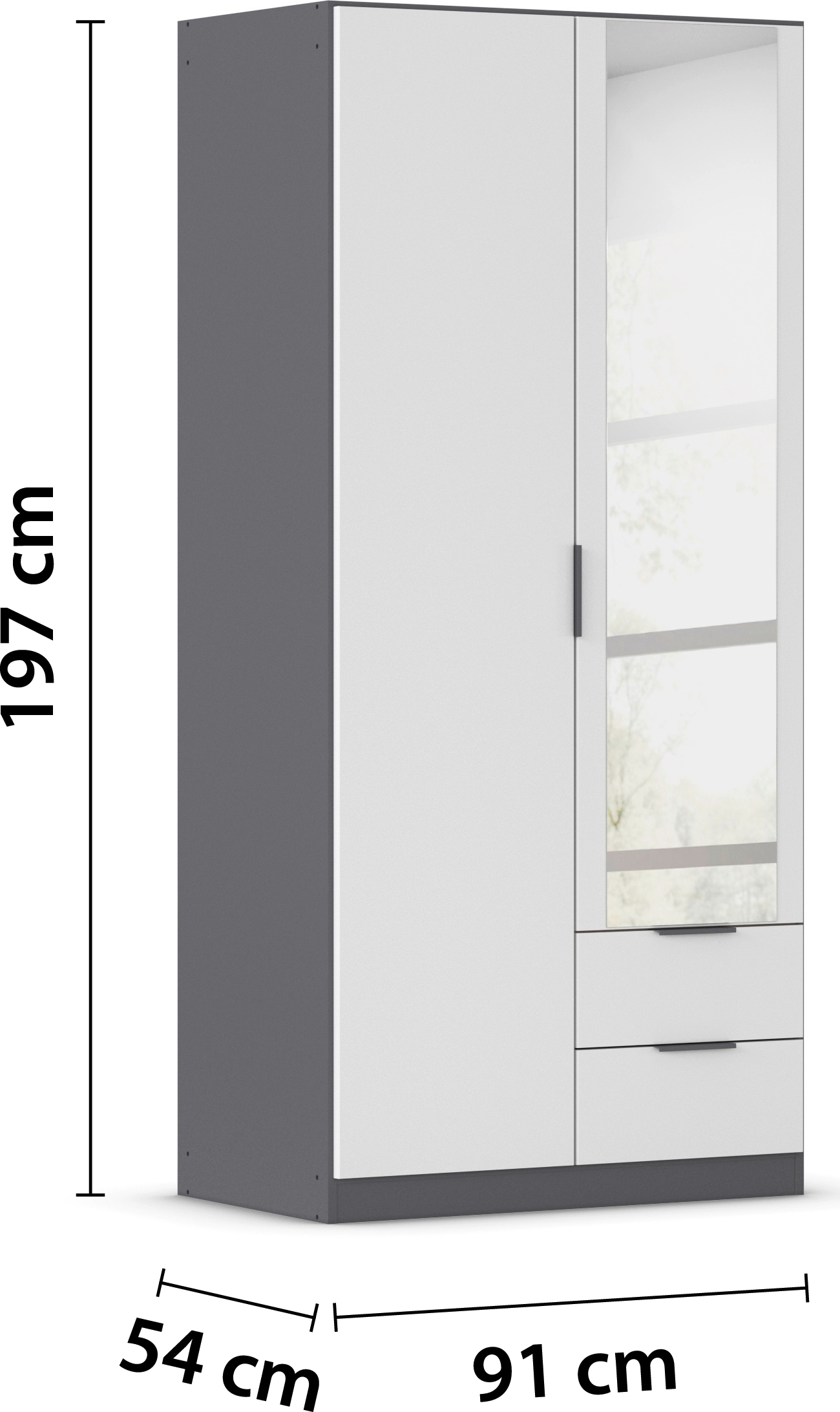 rauch Kleiderschrank »Drehtürenschrank Schrank Garderobe Ankleide Schlafzimmer LAGOA« 3 verschiedene Ausstattungen BASIC/CLASSIC/PREMIUM (inkl. SOFT-CLOSE),  geräumige Schubladen, 3 Breiten, optional mit Aufsatz MADE IN GERMANY