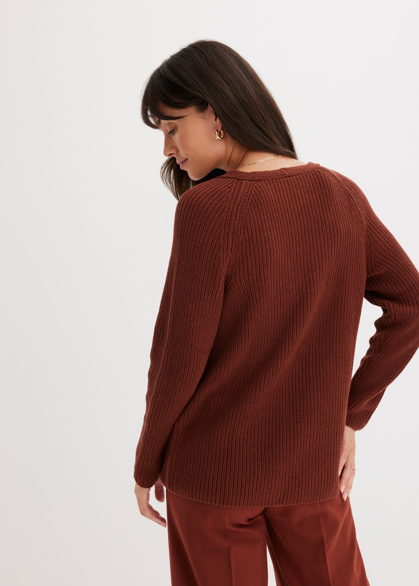 bonprix Strickpullover »Gerippter Pullover aus reiner Baumwolle« Gerippter Pullover aus reiner Baumwolle