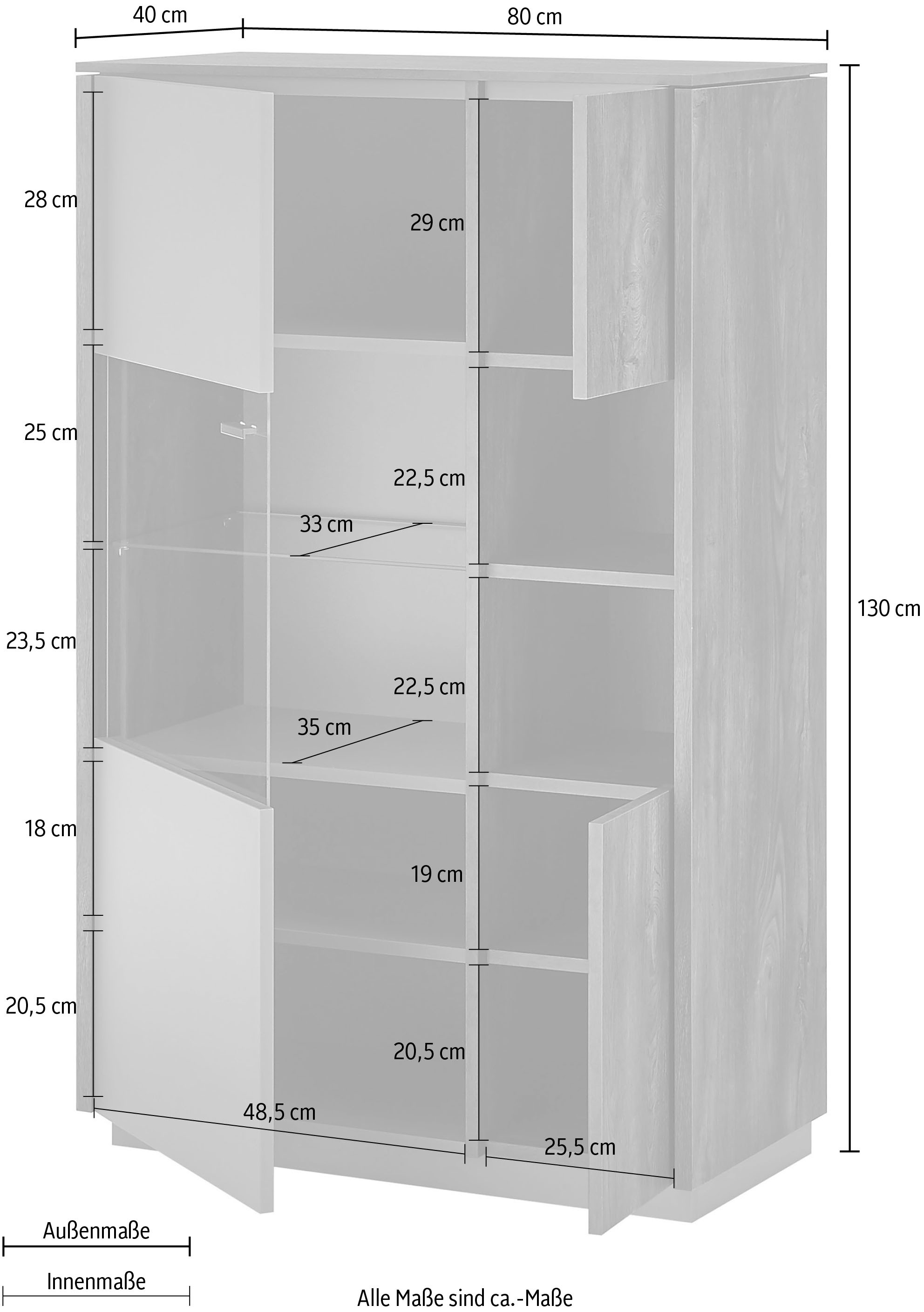 INOSIGN Vitrine »LARGO«, Soft-Close-Funktion, Höhe ca. 130 cm