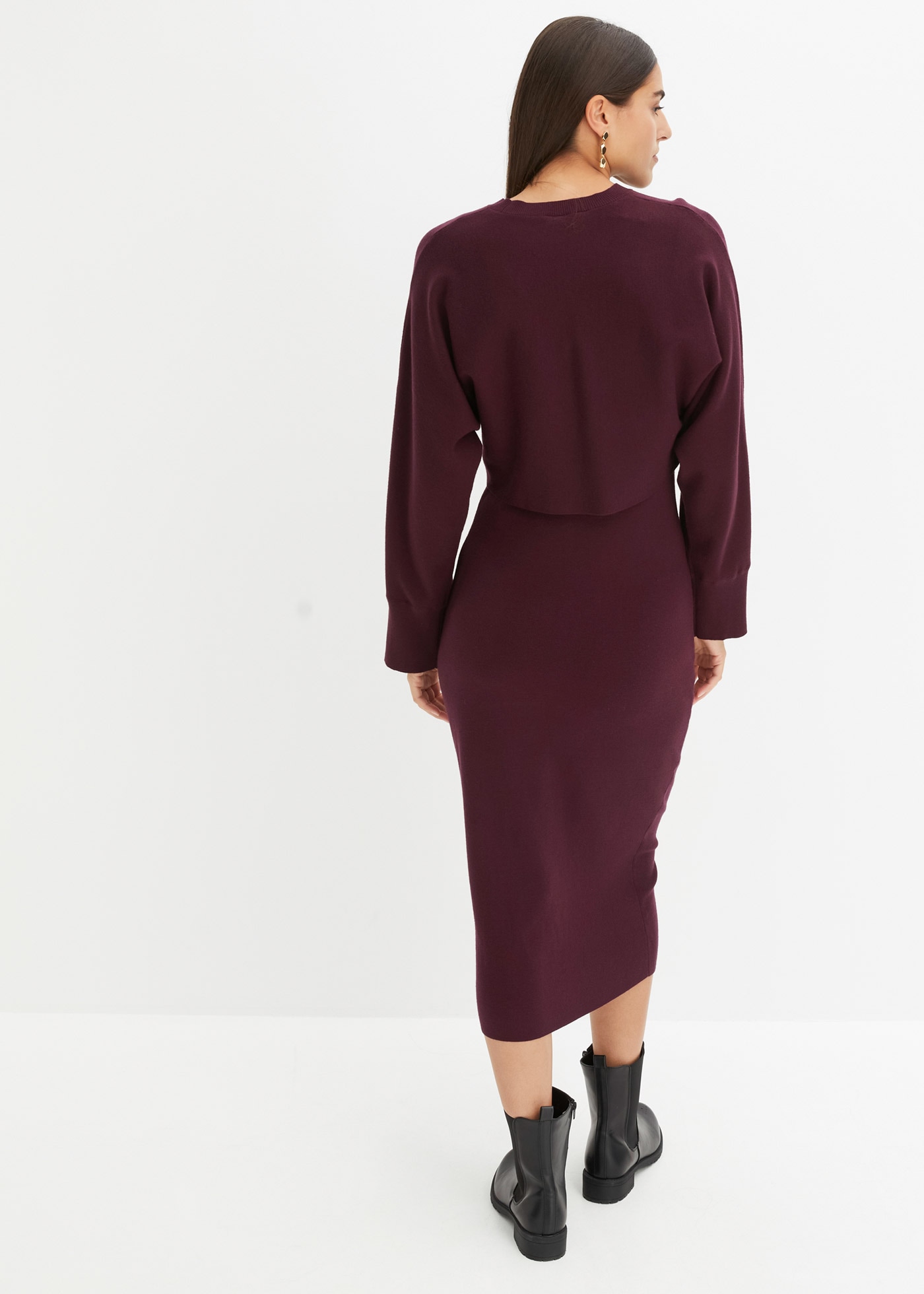 bonprix Strickkleid Set, 2 tlg. für Frühjahr und Sommer, aus Viskose-Mischung, lässige Passform