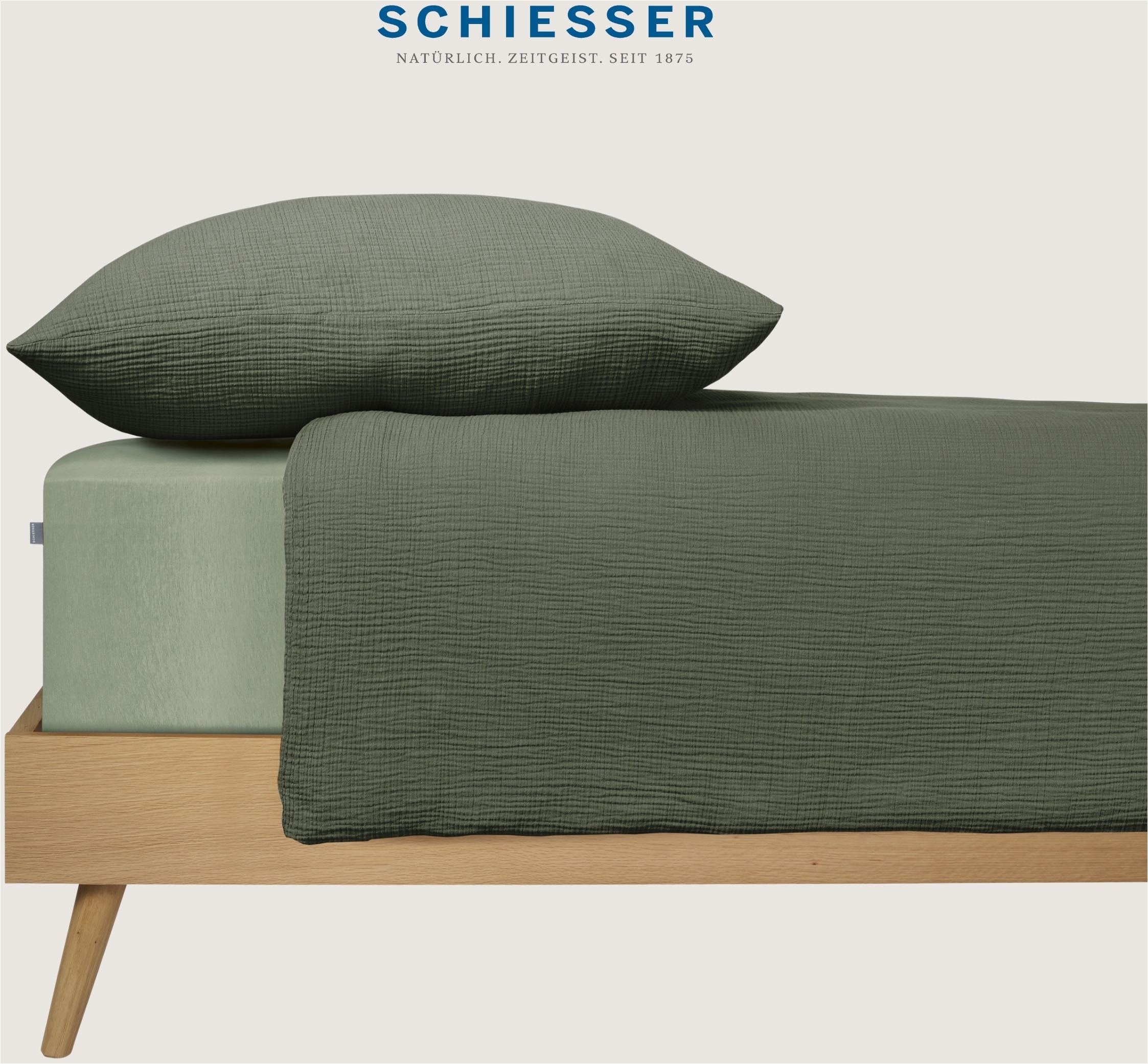 Schiesser Bettwäsche »Molly aus softer Musselin-Qualität in gedeckten, natürlichen Farben«, (2 tlg.), MADE IN GREEN by OEKO-TEX®