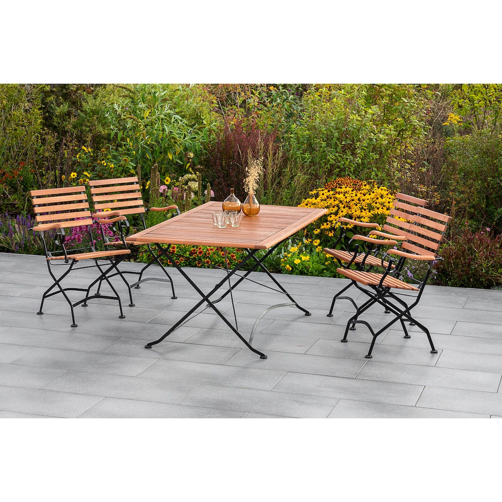 MERXX Garten-Essgruppe »Schloßgarten«, (5 tlg.), 4 Klappsessel und Klapptisch