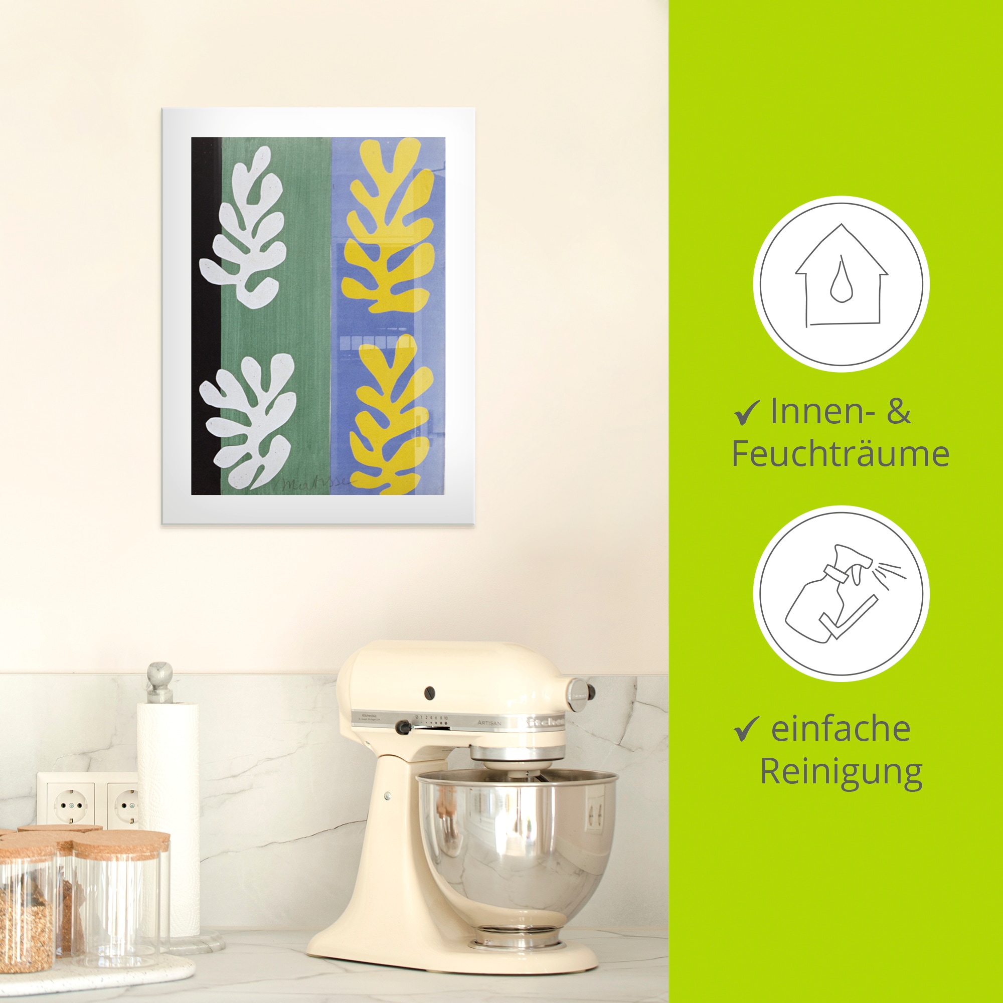 Artland Glasbild »Komposition (Der Samt) 2. 1947« Gegenstandslos 1 Stk. tlg. in verschiedenen Größen