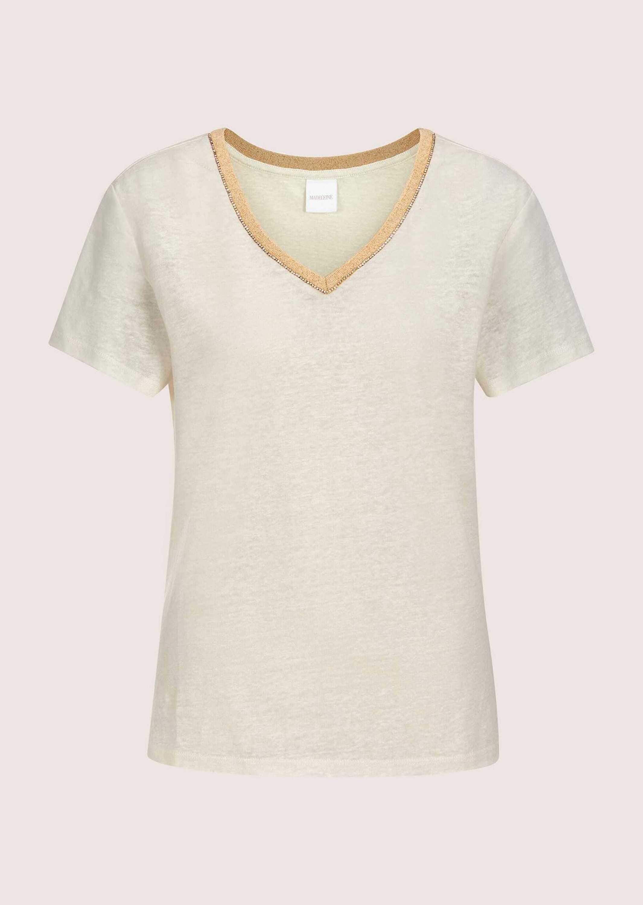 MADELEINE Kurzarmshirt »Shirt Print-Shirt mit Strass aus Leinen«