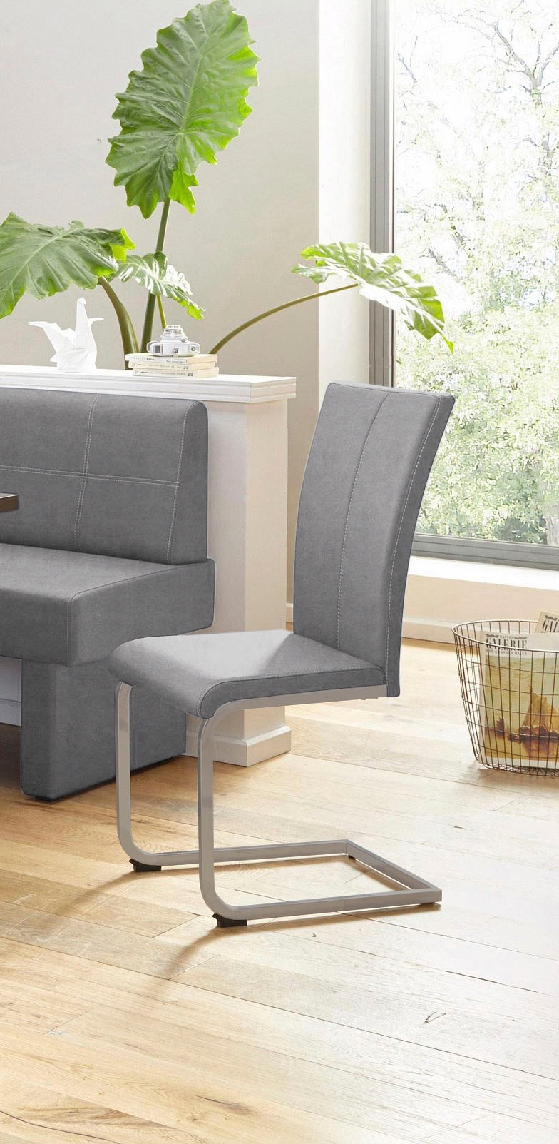 Home affaire Freischwinger »Nils« (Set) 2 Stk.Stuhl belastbar bis 120 Kg, Gestell Metall im Chrom-Look oder Schwarz