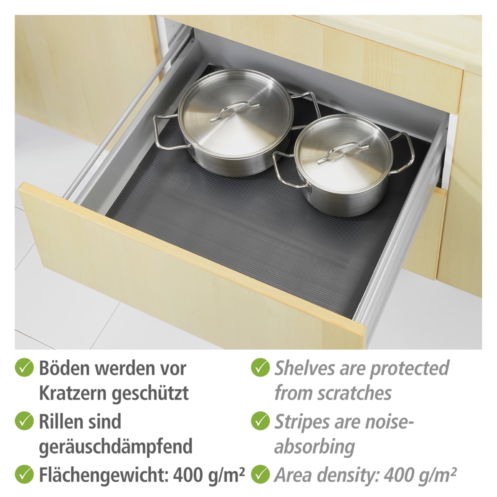 WENKO Schubladenmatte »Modell schwarz« Set, 3 Stk. tlg.