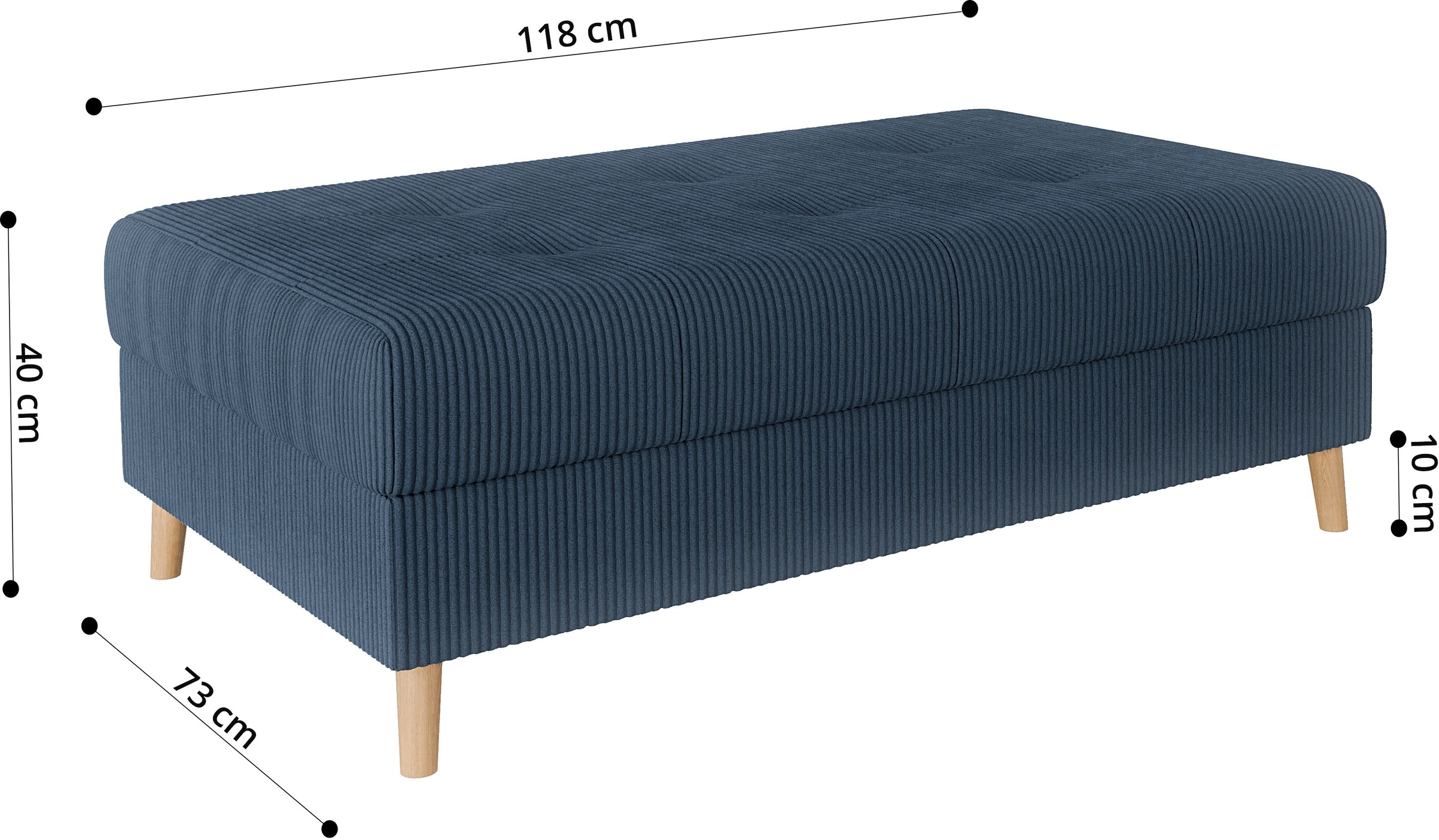 Home affaire Polsterhocker »CHARRE XXL, Steppung im Sitzbereich, Maße: B/T/H: 118/73/40 cm«, passend zur Serie CHARRE, auch in Cord und Bouclé