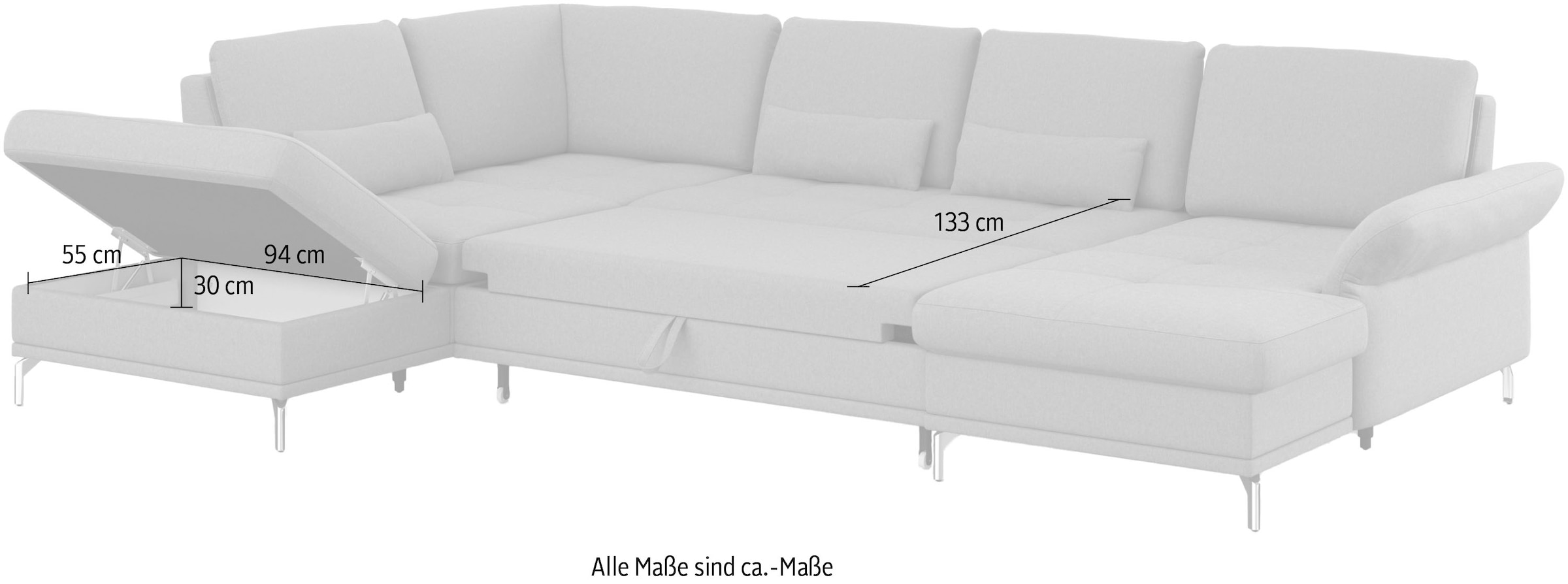 INOSIGN Wohnlandschaft »Palm Beach U-Form«, Federkern, mit Sitztiefenverstellung, wahlweise mit Bettfunktion