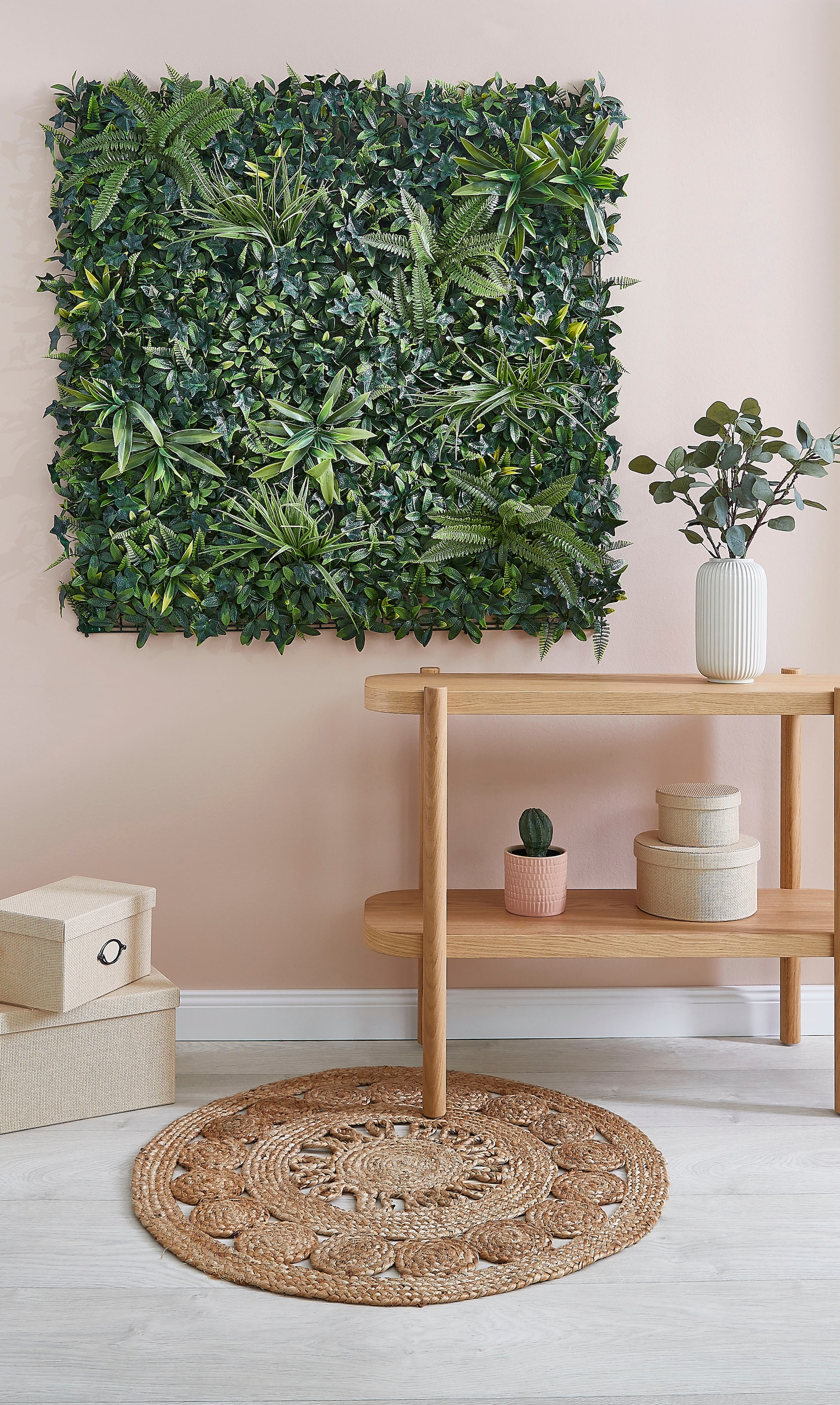 Andiamo Kunsthecken-Sichtschutz »Kunstpflanzen Idylle«, natürliche Optik, auch ideal als Wanddeko; L/B/H: 100x100x30 cm