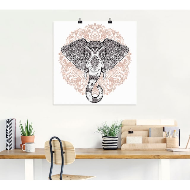 Artland Wandbild »Vintage Mandala Elefant«, Wildtiere, (1 St.), als Alubild,  Leinwandbild, Wandaufkleber oder Poster in versch. Größen bei OTTO