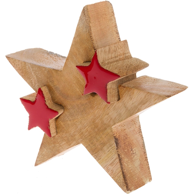 Myflair Möbel & Accessoires Dekostern »Star, Deko Puzzle Stern, mit kleinen  Sternen«, (2 St.), Weihnachtsdeko aus Holz, Weihnachtsstern, Höhe ca. 14 cm  im OTTO Online Shop