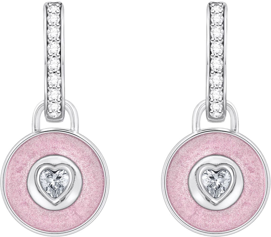 THOMAS SABO Paar Creolen »mit Einhänger rosa und Zirkoniabesatz, CR723-691-9«, mit Zirkonia (synth.) - Einhänger abnehmbar
