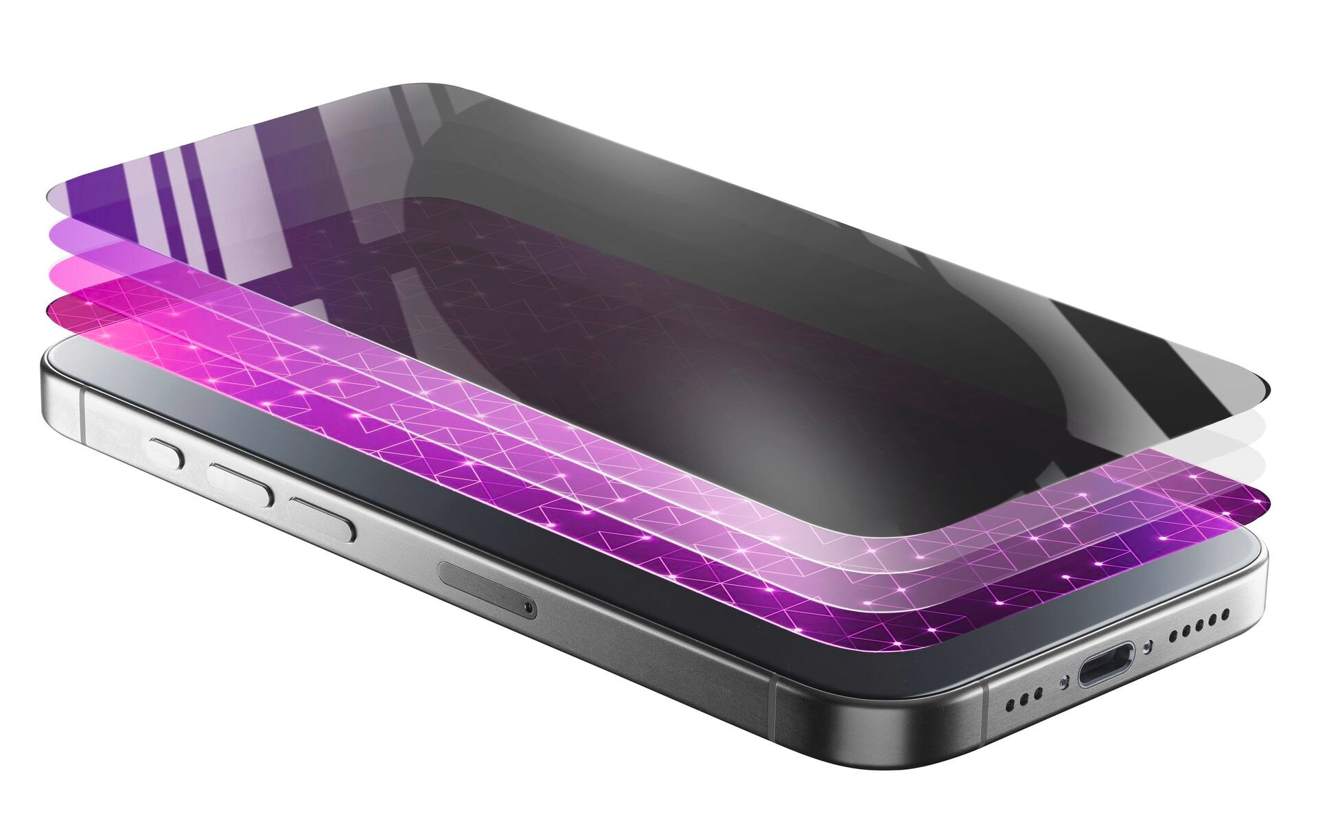 Cellularline Displayschutzglas »PRIVACY XTREME GLASS« für Apple iPhone 16 Blickschutzfolie, Schutzfolie, Bildschirmschutz, kratz- & stoßfest