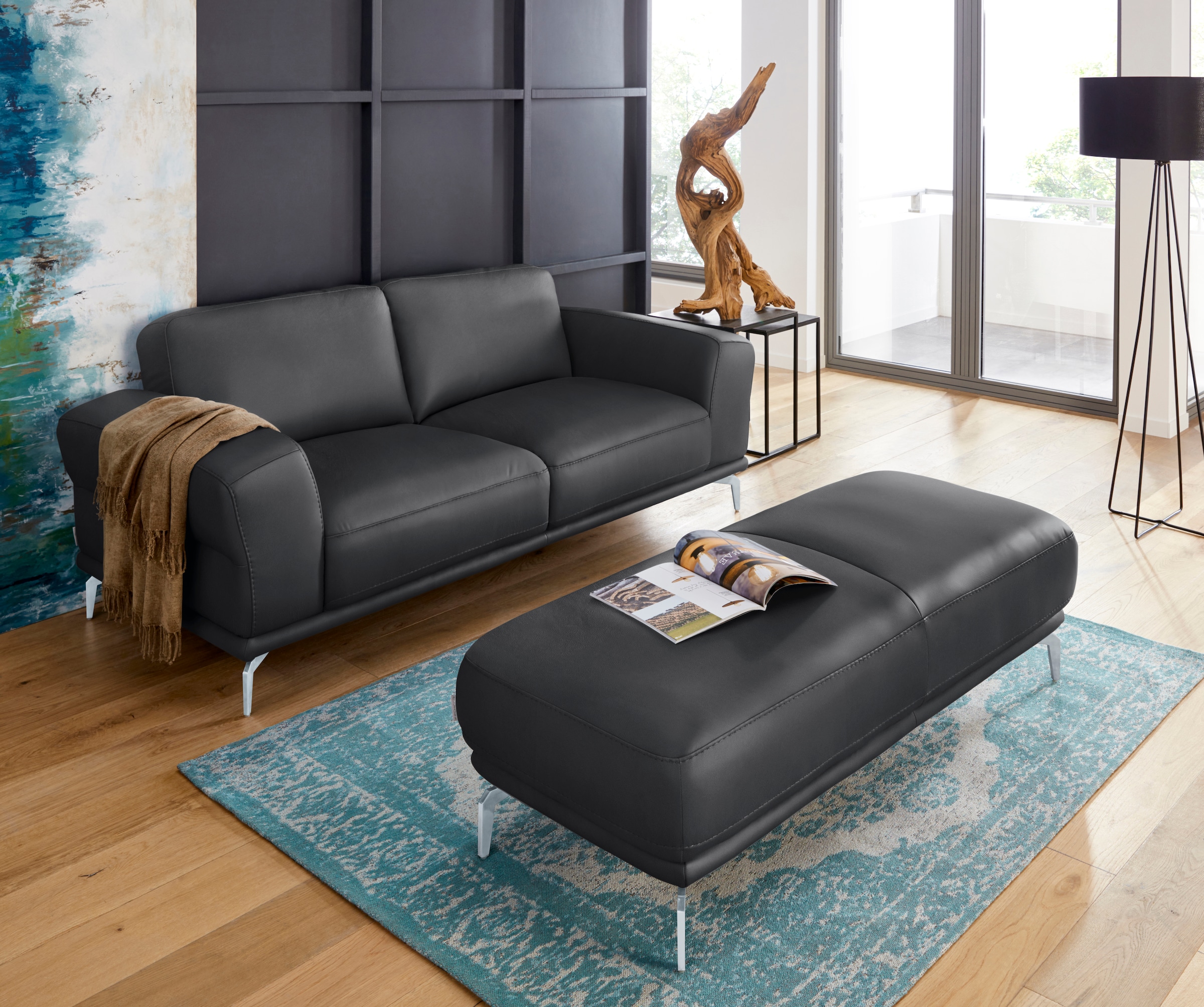 W.SCHILLIG 2-Sitzer »montanaa Designsofa, bequem, Breite 192cm, Federkern« mit Metallfüßen in Silber matt, Breite 192 cm