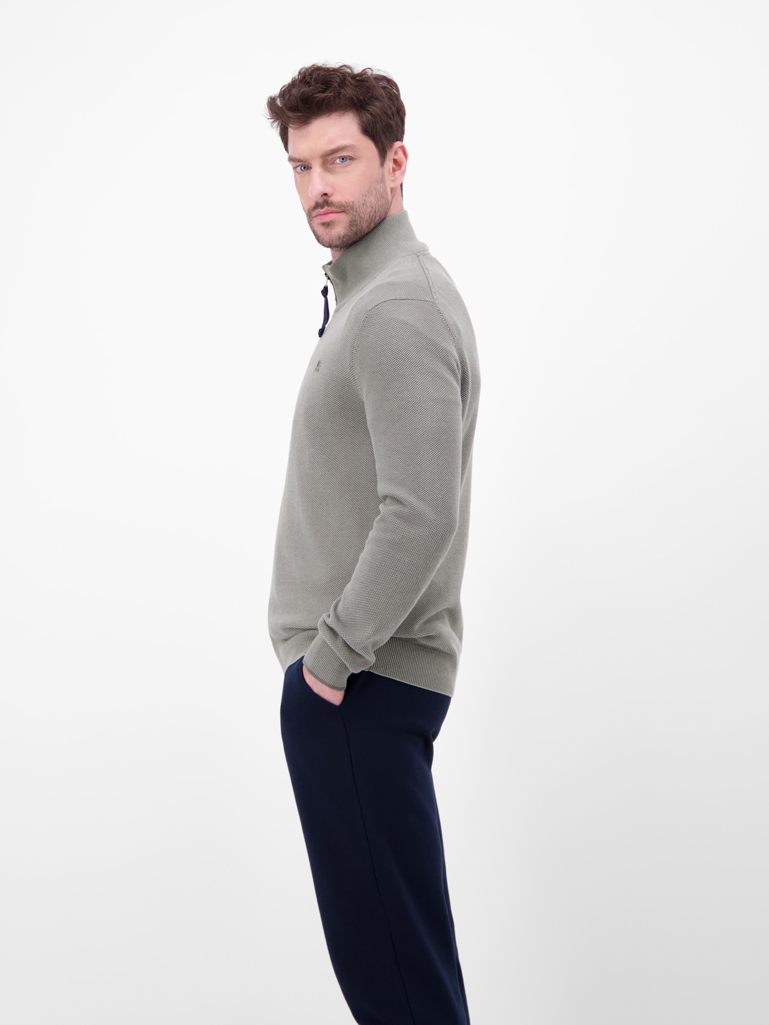 LERROS Strickjacke »LERROS Strickjacke mit Stehkragen in 2-Tone-Optik«