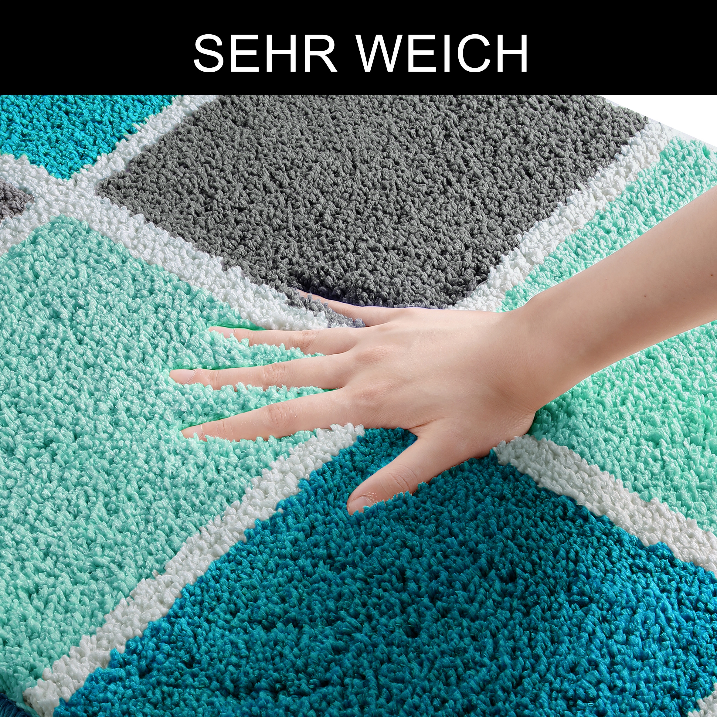 my home Badematte »Anna mit Kachelmuster, Badvorleger, Badezimmer Teppich, Duschvorleger«, rutschhemmend beschichtet, strapazierfähig, Badteppich, Hoch-Tief Effekt, Modern, Weich