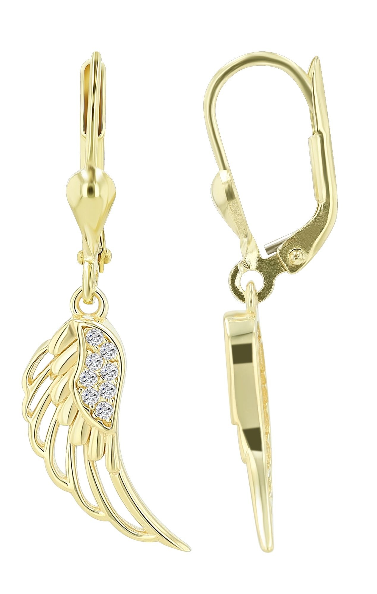 Adelia´s Paar Ohrhänger »Damen Ohrringe ¿ Ohrhänger Flügel aus 925 Silber mit Zirkonia«