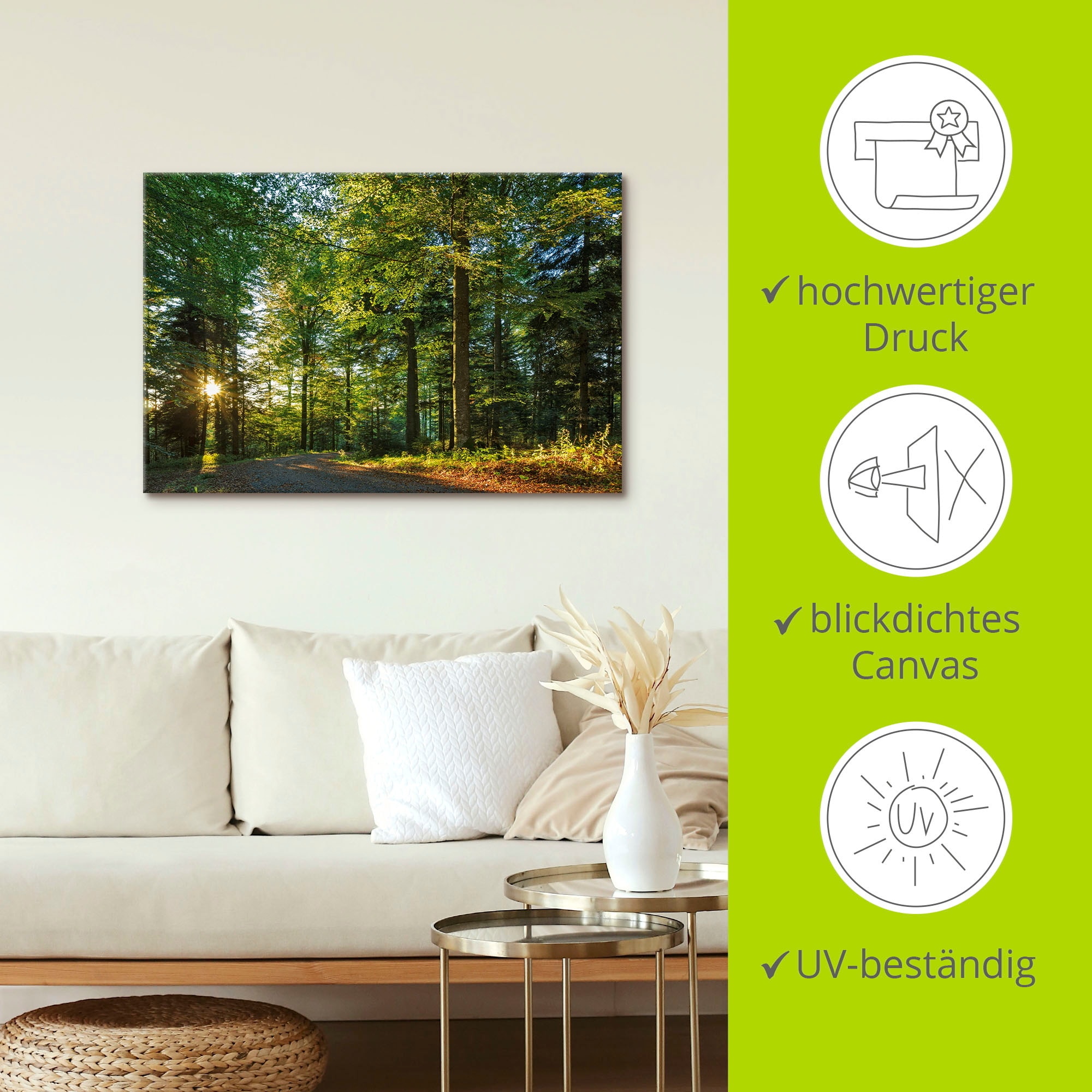 Artland Wandbild »Waldweg im Romantischen Schwarzwald« Waldbilder 1 Stk. tlg. als Alubild, Leinwandbild in verschied. Größen