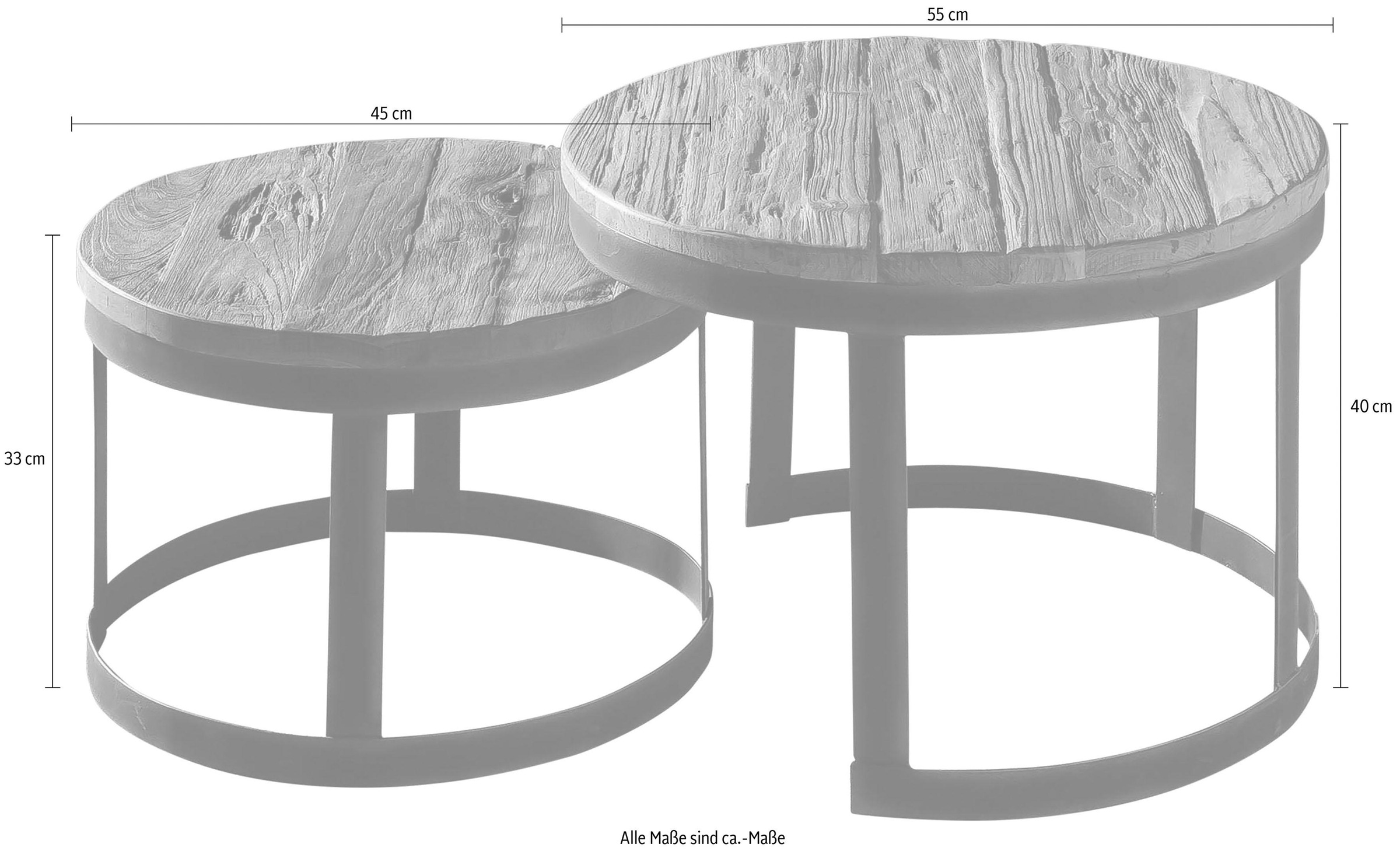 SIT Couchtisch »Romanteaka«, (Set, 2 St.), recyceltes Teakholz, Shabby Chic, Vintage