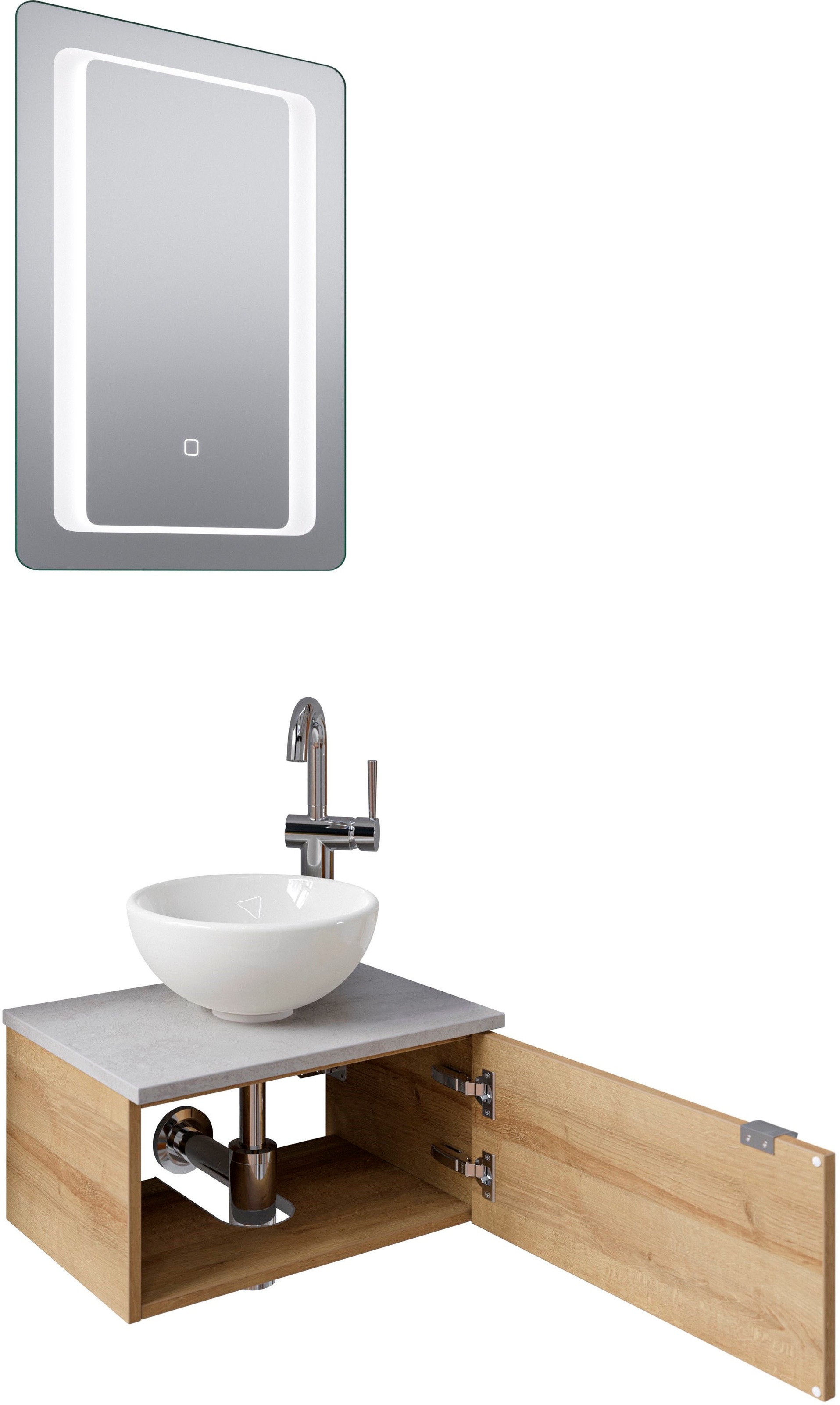 Saphir Badmöbel-Set »Serie 6915«, (4 St.), Gäste-Bad, 51 cm breit, mit LED-Spiegel und 1 Tür