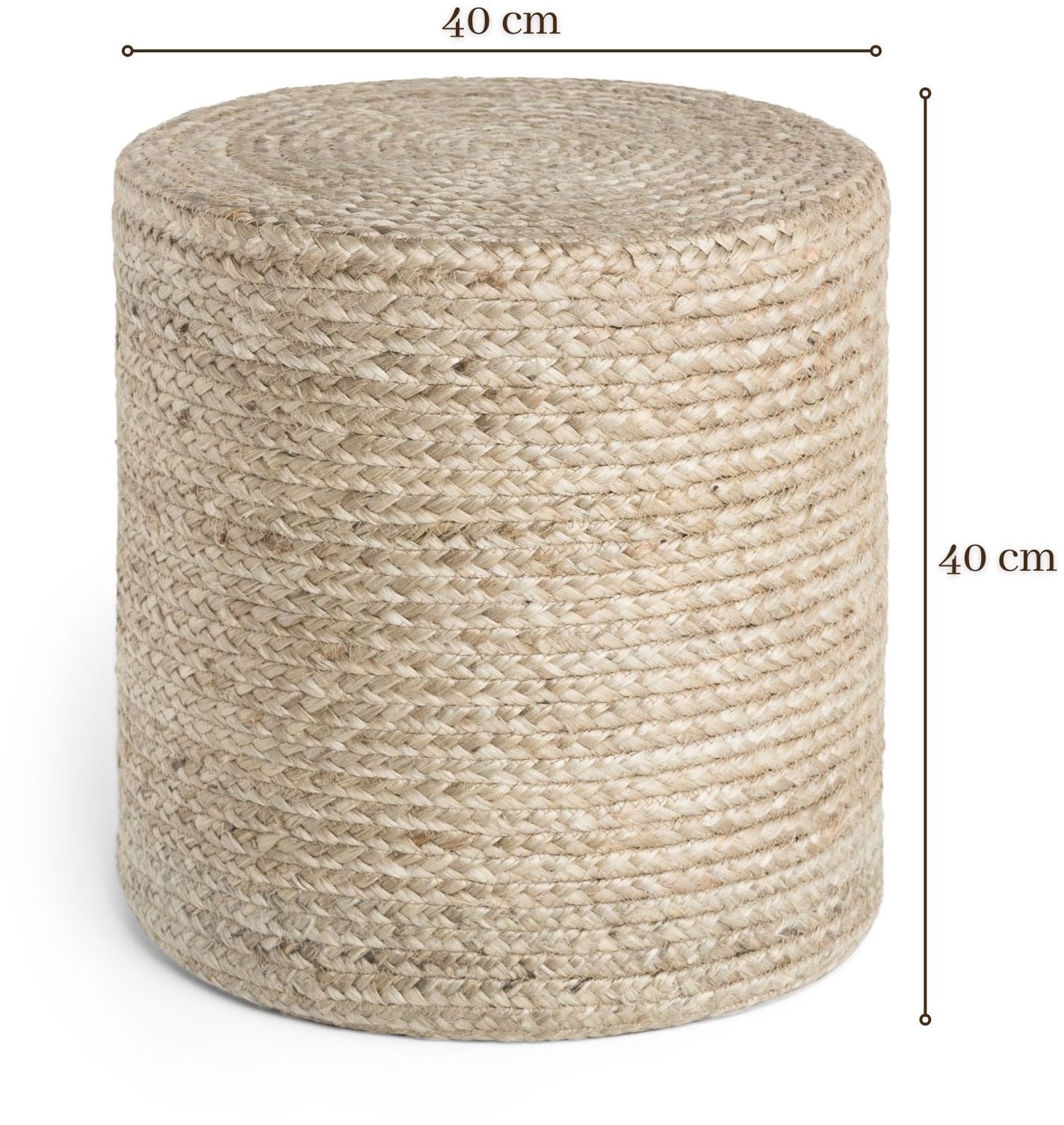 HANSE Home Pouf »Jutta, Jute«, (1 St.), Jute, Natur, Wohnzimmer, Esszimmer, Schlafzimmer, Flur, Modern, Boho