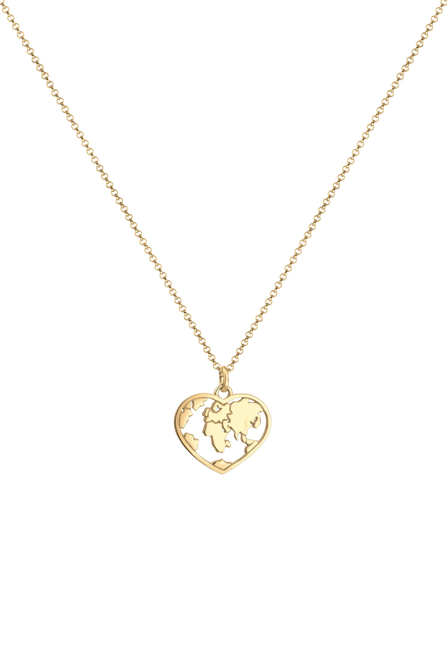 Elli Lange Kette »Halskette Herz Weltkugel Globus Erbskette Trend 925 Silber«