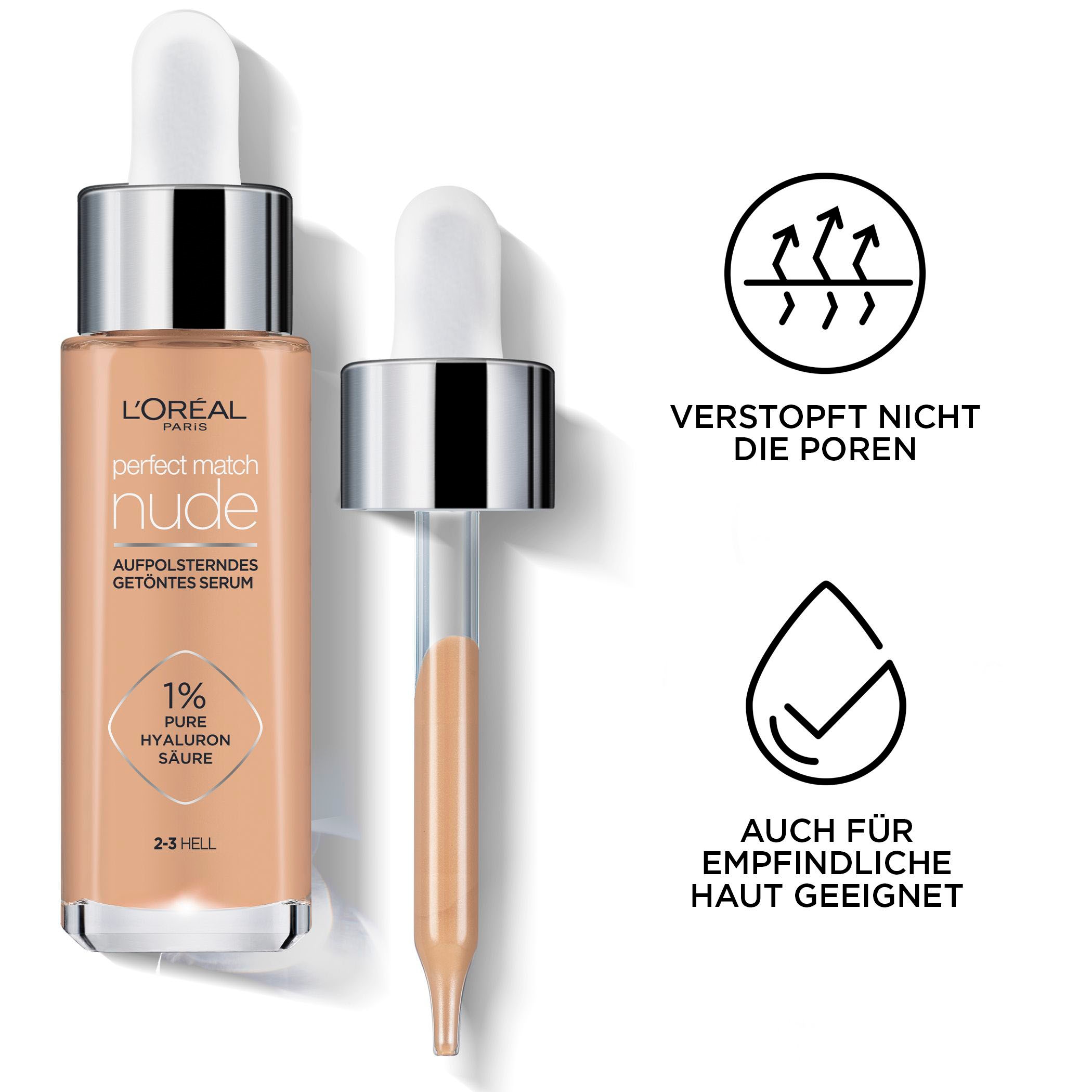 L'ORÉAL PARIS Gesichtsserum »Perfect Match Getöntes Serum«, mit Hyaloron