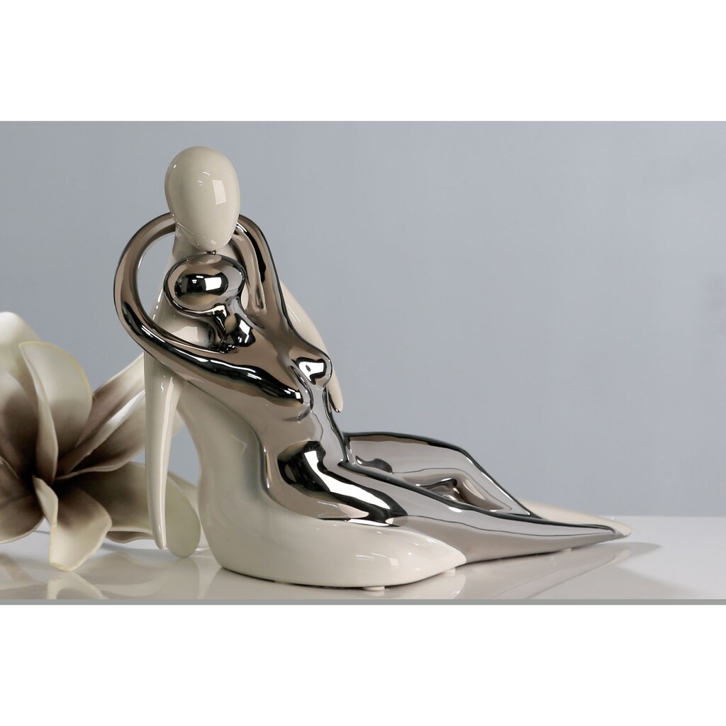 GILDE Dekofigur »Skulptur Dreaming, weiss/silber«