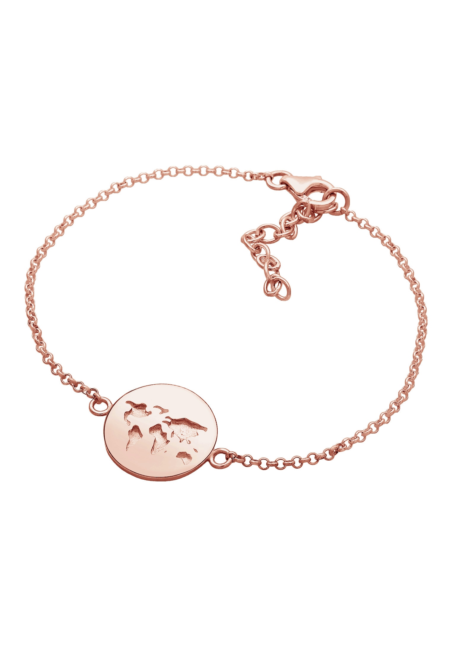 Elli Armkette »Armband Weltkugel Plättchen Anhänger 925 Sterling Silber«