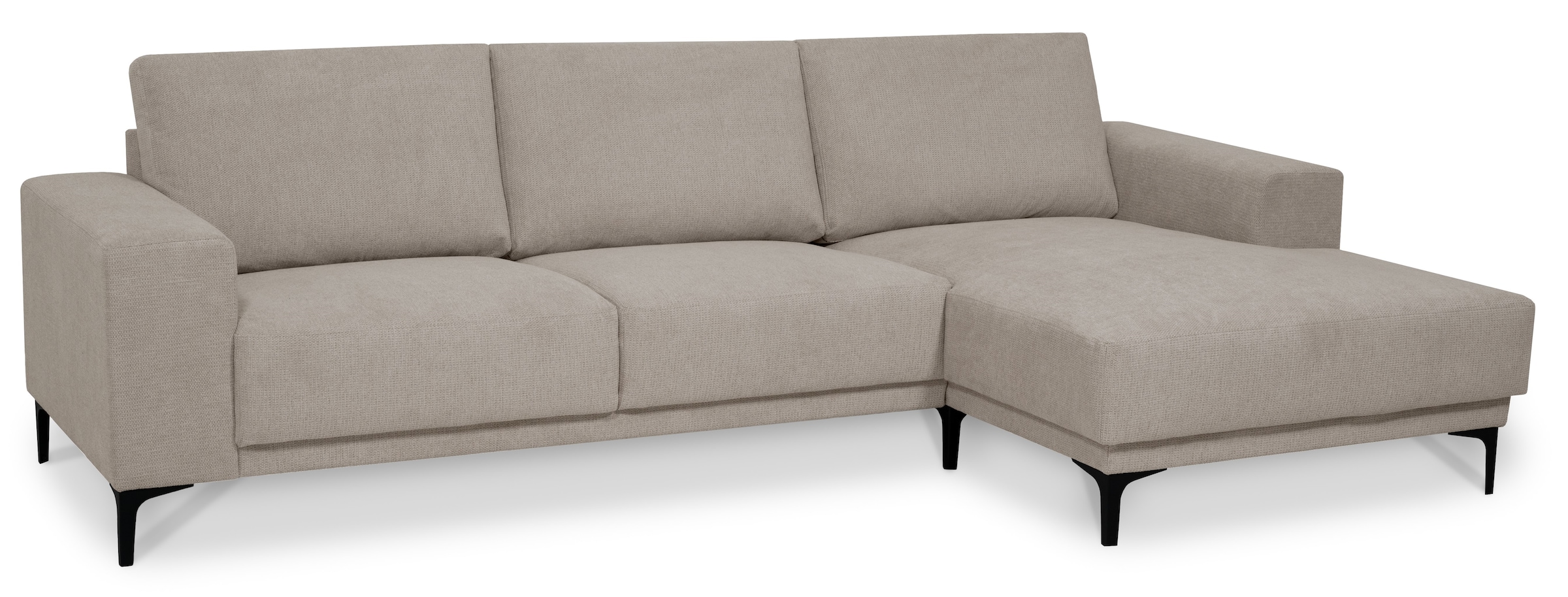 Places of Style Ecksofa »Xander, L-Form,«, Breite 280 cm, Soft-Touch Chenille, schwarze Metallfüßen