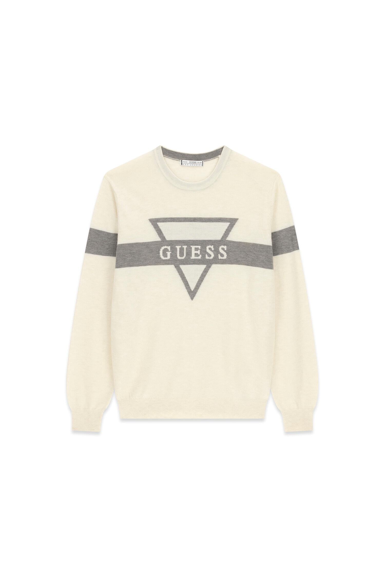 Guess Strickpullover mit Seide und Wolle, Regular Fit, Jacquard-Logo