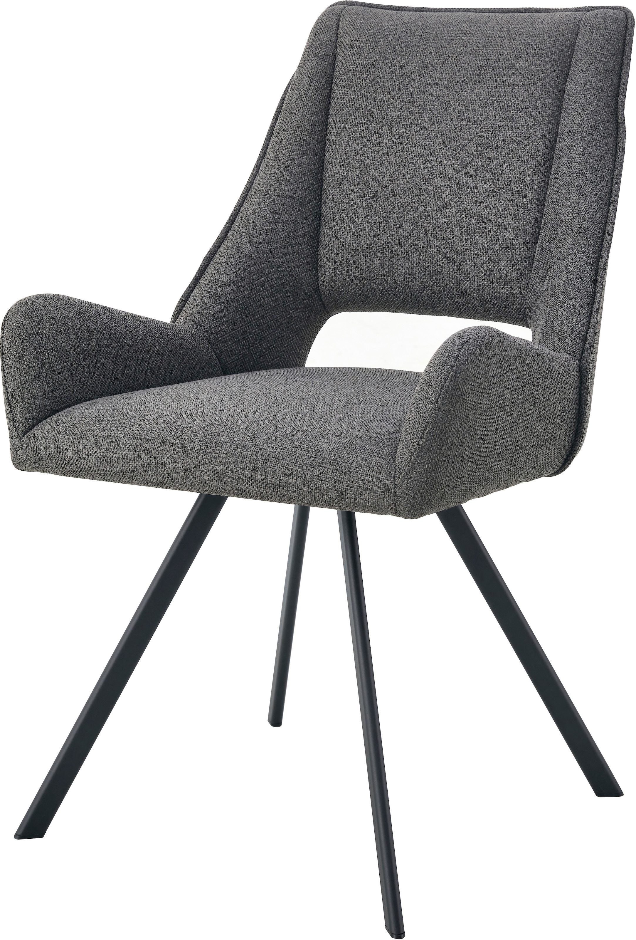 Home affaire Esszimmerstuhl »BRANDON, 2er Set, mit Metallgestell in matt schwarz« (Set) 2 Stk.in verschiedenen Farben, Belsatbarkeit pro Stuhl 120 kg, 360° drehbar