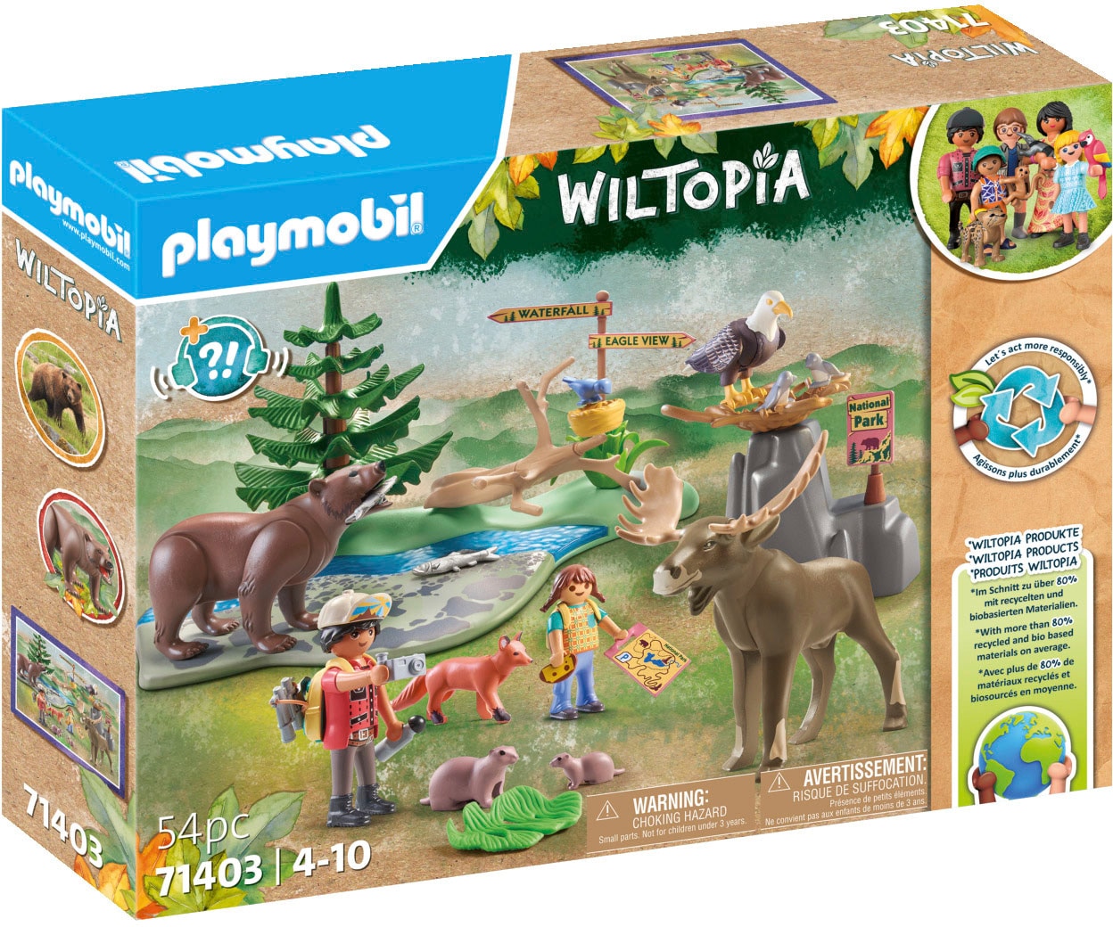 Playmobil® Konstruktions-Spielset »Wiltopia - Abstecher zu den Tieren Nordamerika (71403), Wiltopia«, (54 St.), teilweise aus recyceltem Material