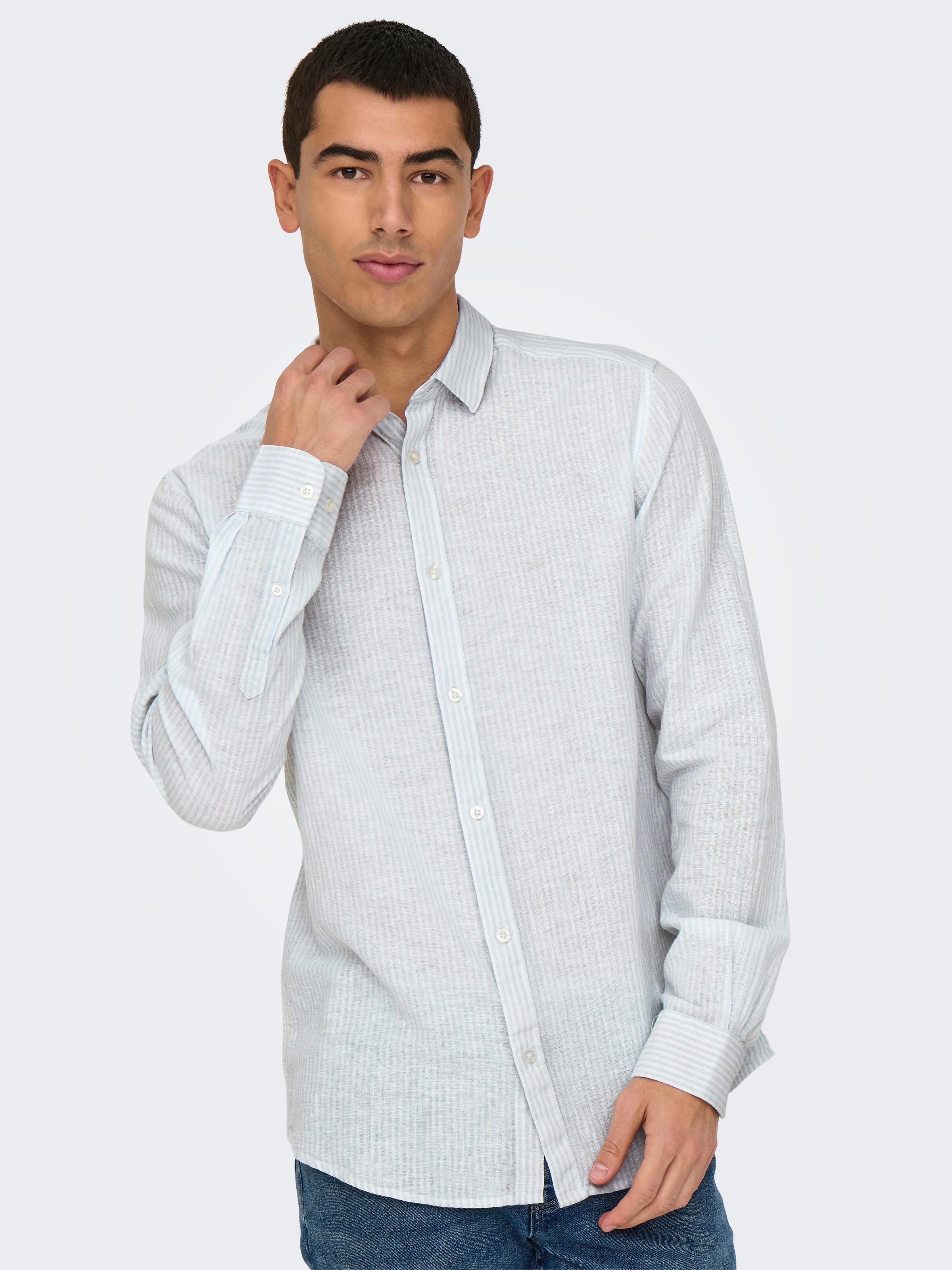 ONLY & SONS Kurzarmhemd »ONSCAIDEN LS STRIPE LINEN SHIRT 660 NOOS«