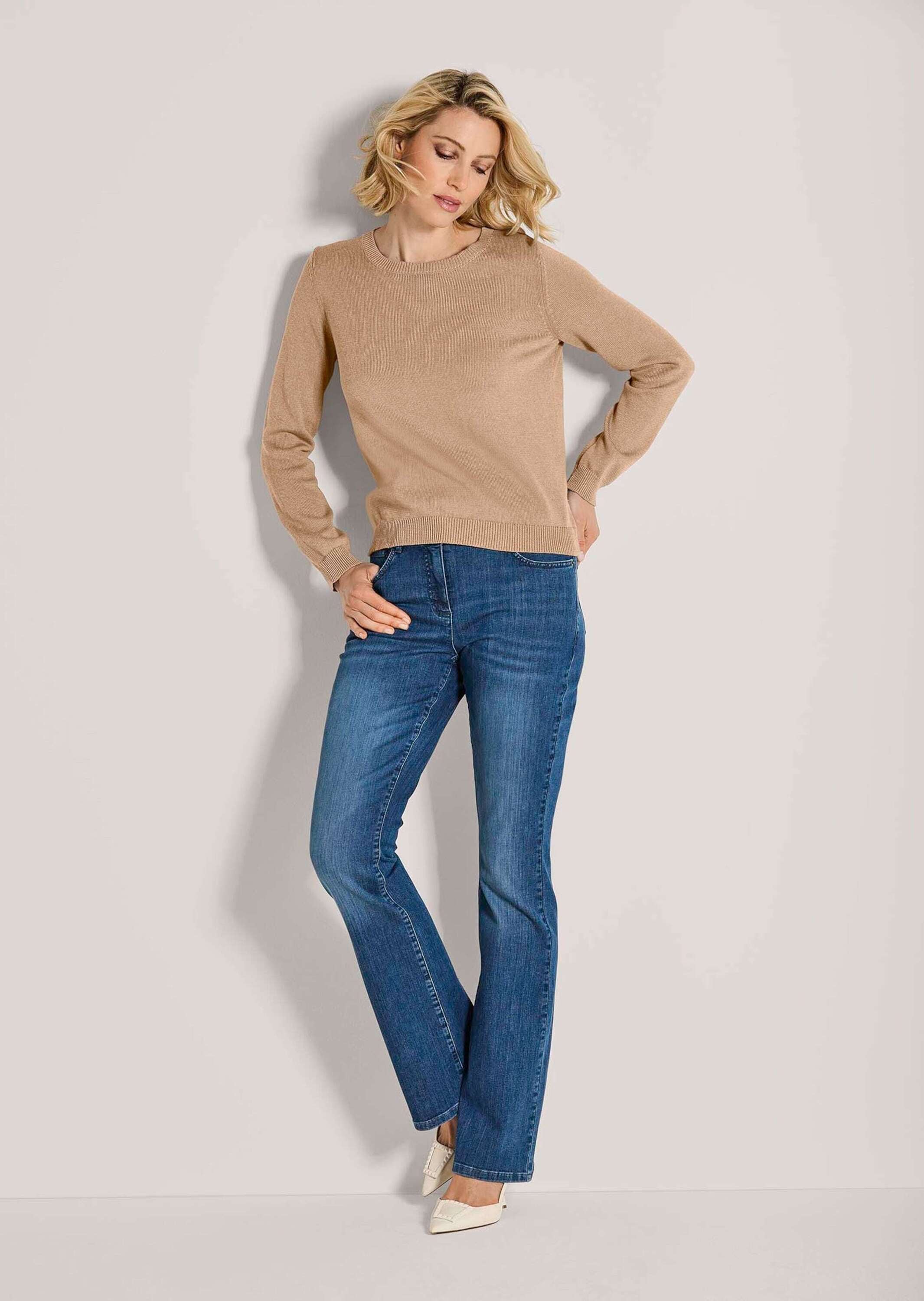 MADELEINE Longpullover »Strickpullover Schlichter Baumwollpullover mit Rundhals« Hautsympathische Baumwolle