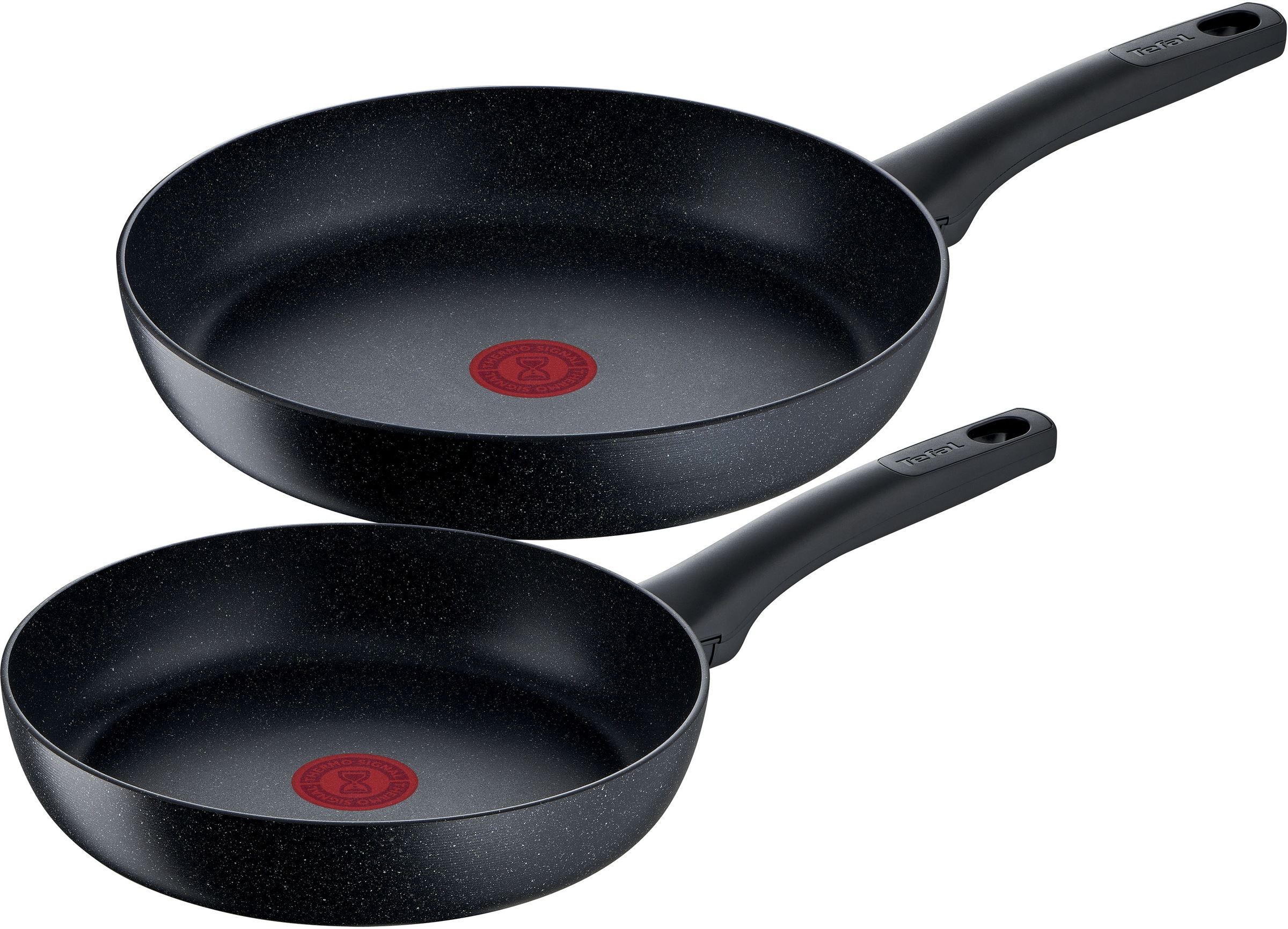 Tefal Pfannen-Set »G28191 Black Stone«, Aluminium, (Set, 2 tlg.), Antihaftversiegelung, Thermo-Signal Temperaturanzeiger, hergestellt in Frankreich, 24/28 cm