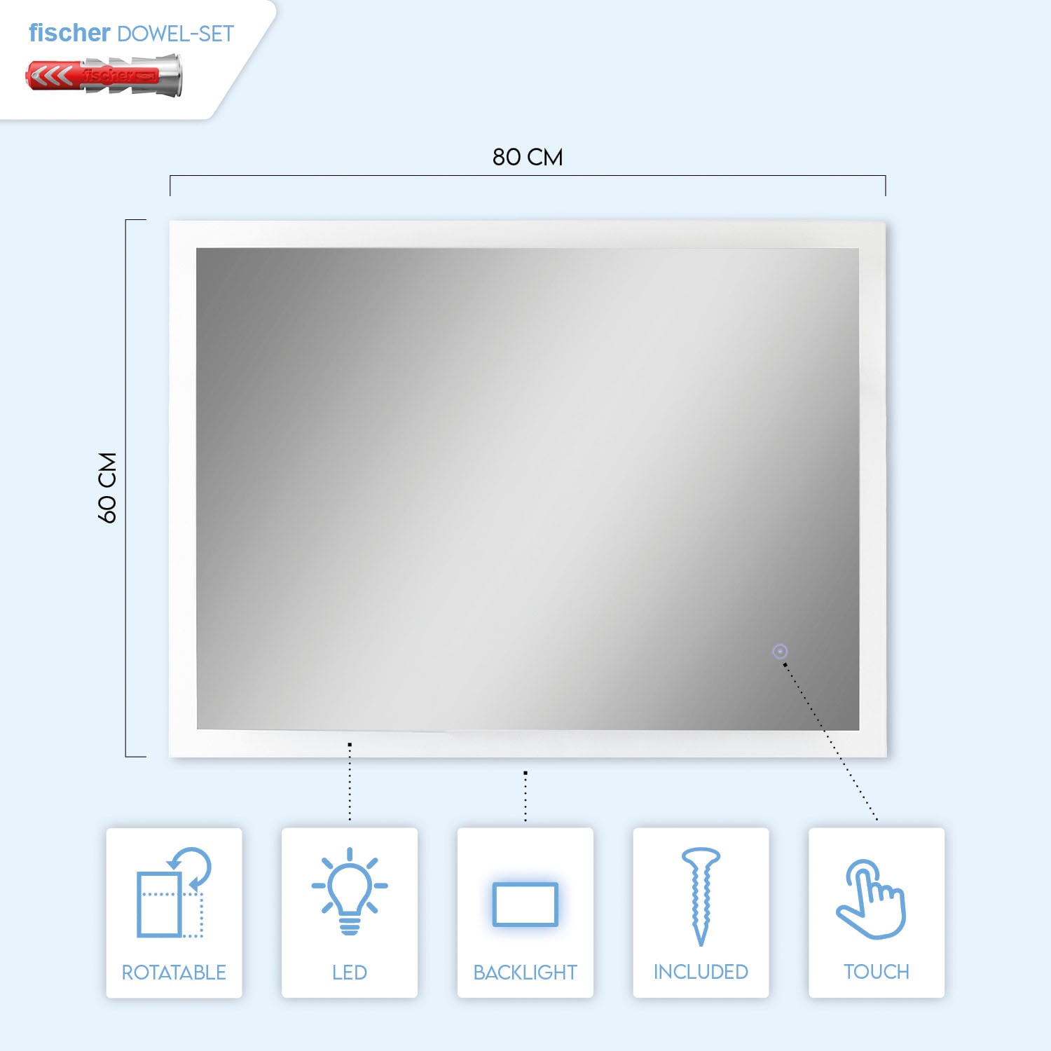 OTTO bei Spiegel Home Touch-Schalter LED Beleuchteter Wandspiegel online Wandleuchte 4000 »BECKY«, Paco K