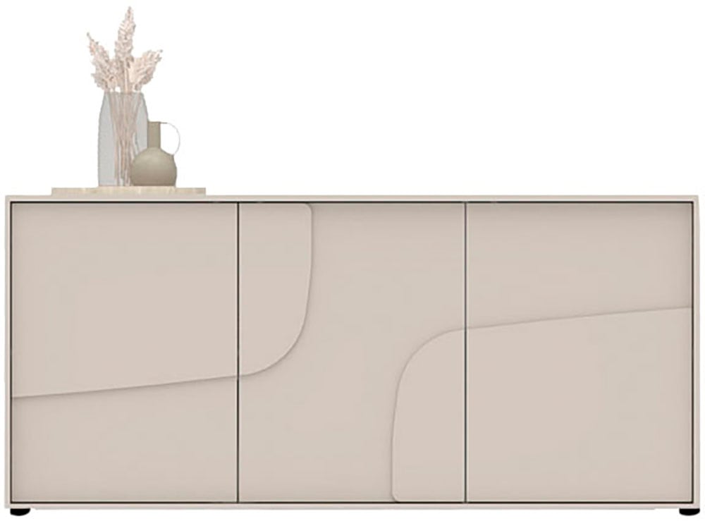 INOSIGN Sideboard »Stone, 155 cm breit, 3 Türen, Anrichte, Kommode, Stauraumschrank« 3D-Design, Push-to-open, Innenraum großzügig, Füße 14/2 cm wählbar