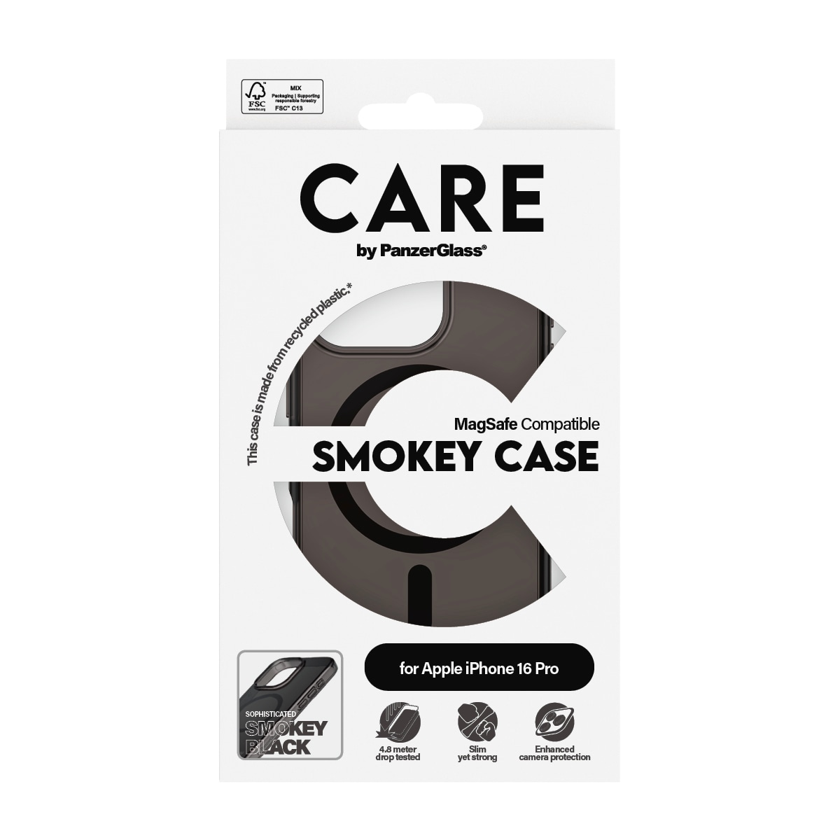CARE by PanzerGlass Handyhülle »Smokey Case für Apple iPhone 16 Pro« Backcover, Schutzhülle, Handyschutzhülle, Case, Schutzcase, stoßfest