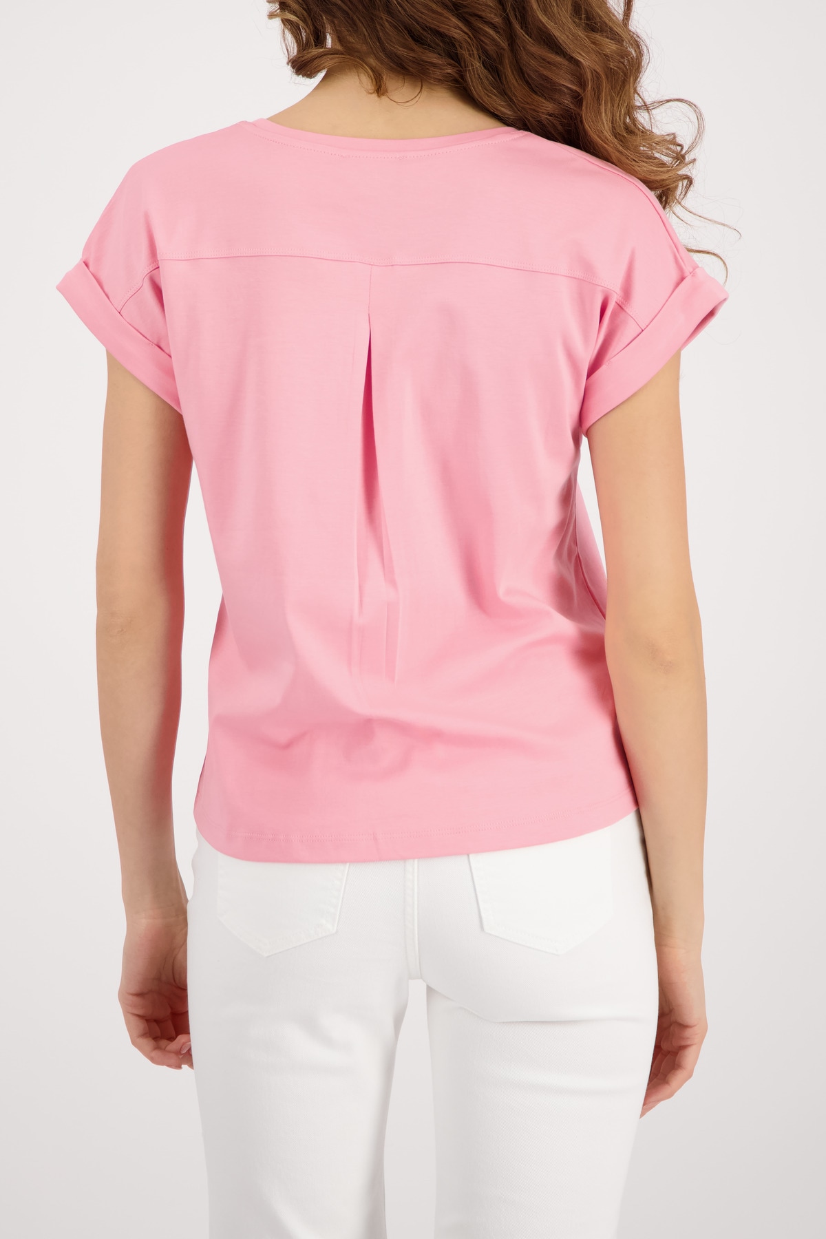 Monari T-Shirt »Pima uni« Rundhalsausschnitt, reine Baumwolle, Kurzarm mit Aufschlag