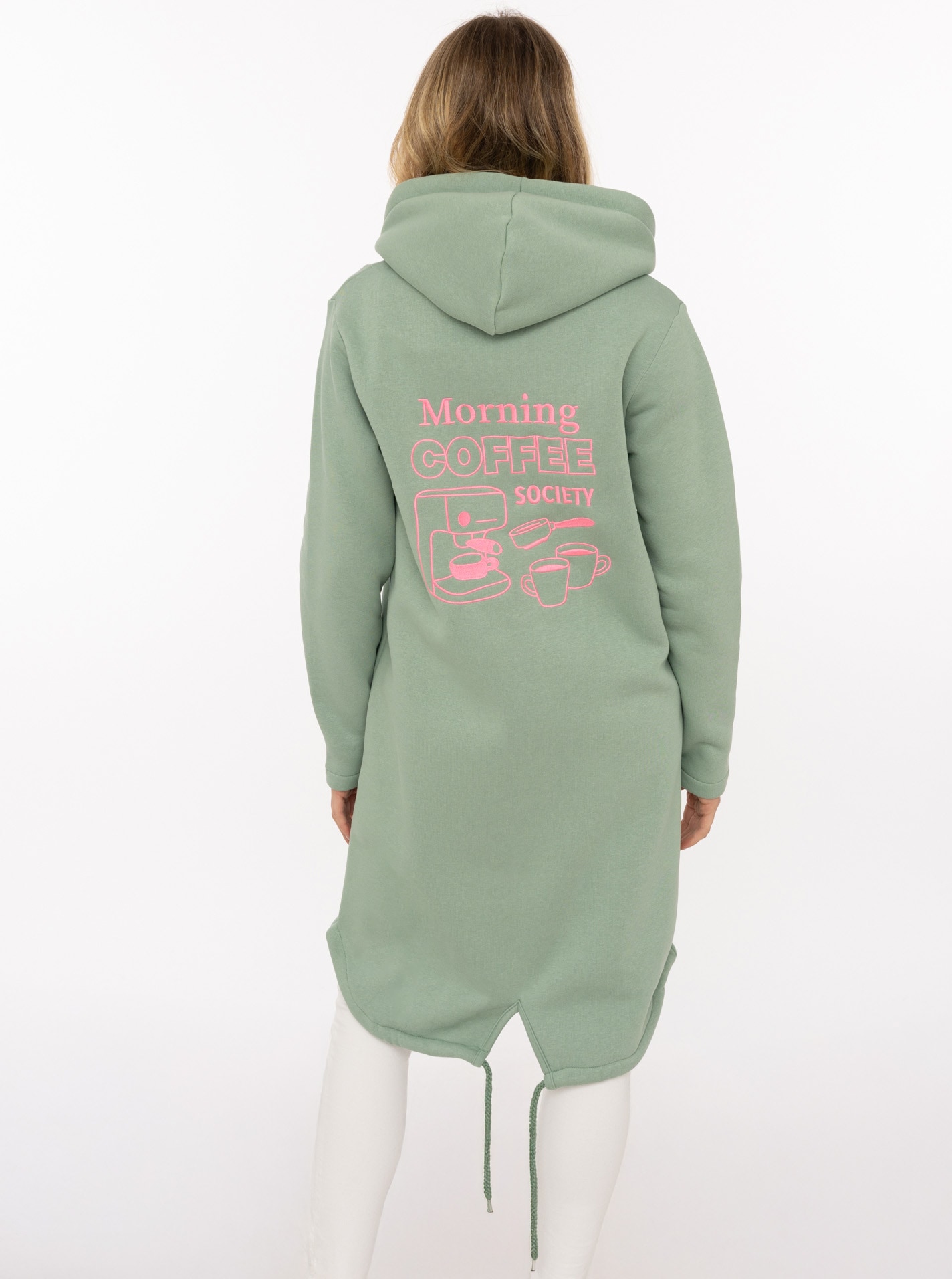 Zwillingsherz Kurzmantel »"Morning Coffee"« große Stickerei hinten, Taschen, Reißverschluß