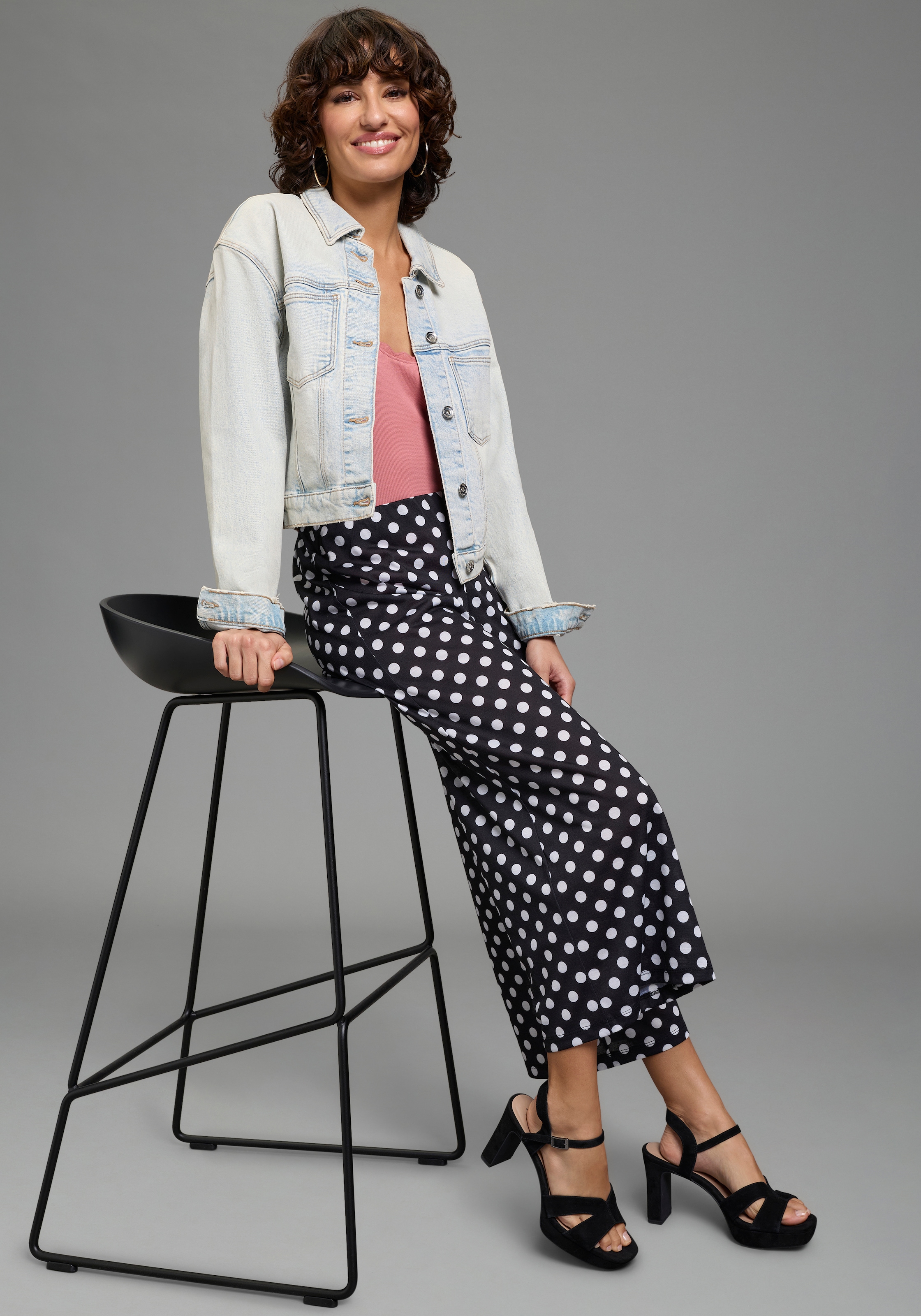 Laura Scott Jerseyhose »CULOTTE«  aus Polyester, mit gepunkteter Optik