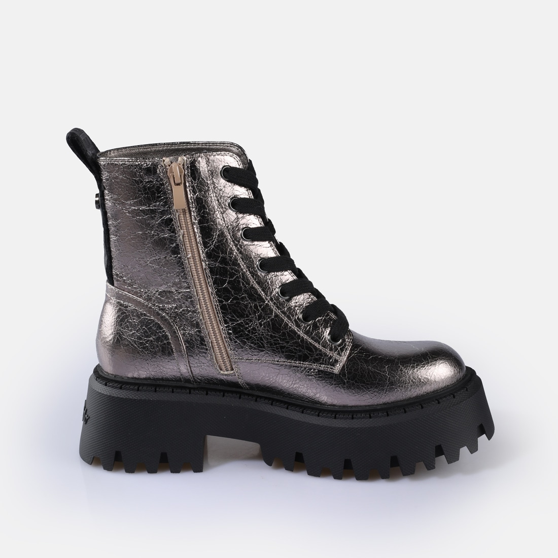 Buffalo Plateaustiefelette »Aspen Lace Up mid«  Schnürboots, Plateauboots, Profilsohle, in aktueller Metallic-Optik