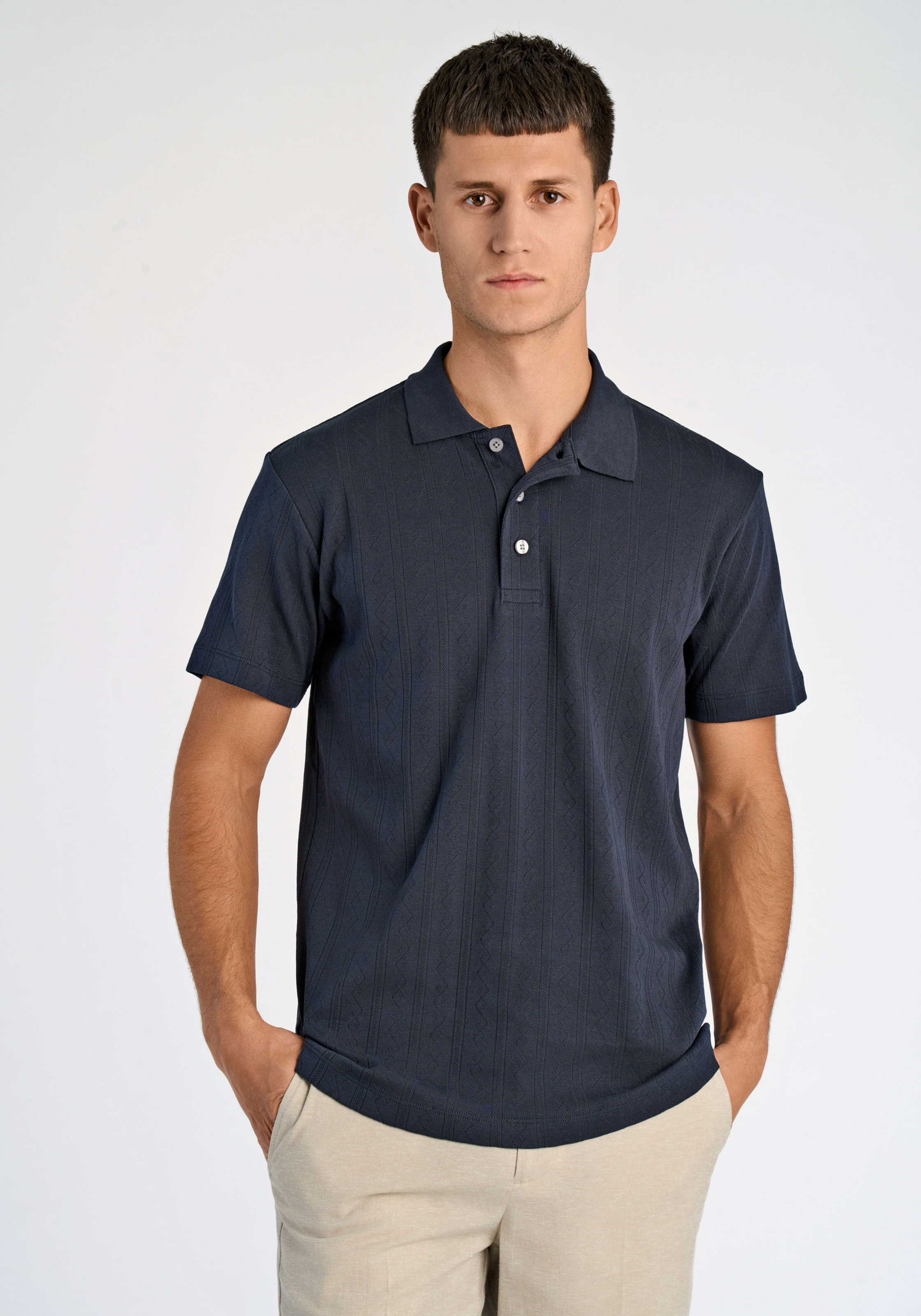 LINDBERGH Poloshirt Sommer-Polo mit feiner Strickstruktur