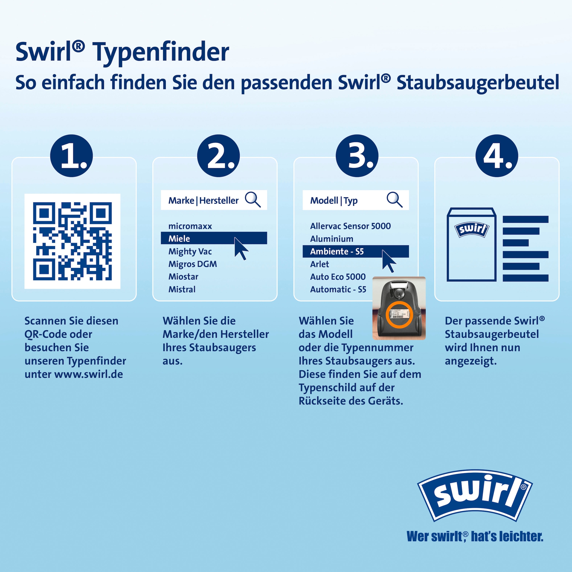 Swirl Staubsaugerbeutel »Swirl® S 67 Staubsaugerbeutel für Siemens und Bosch«, (Packung), 4er- Pack