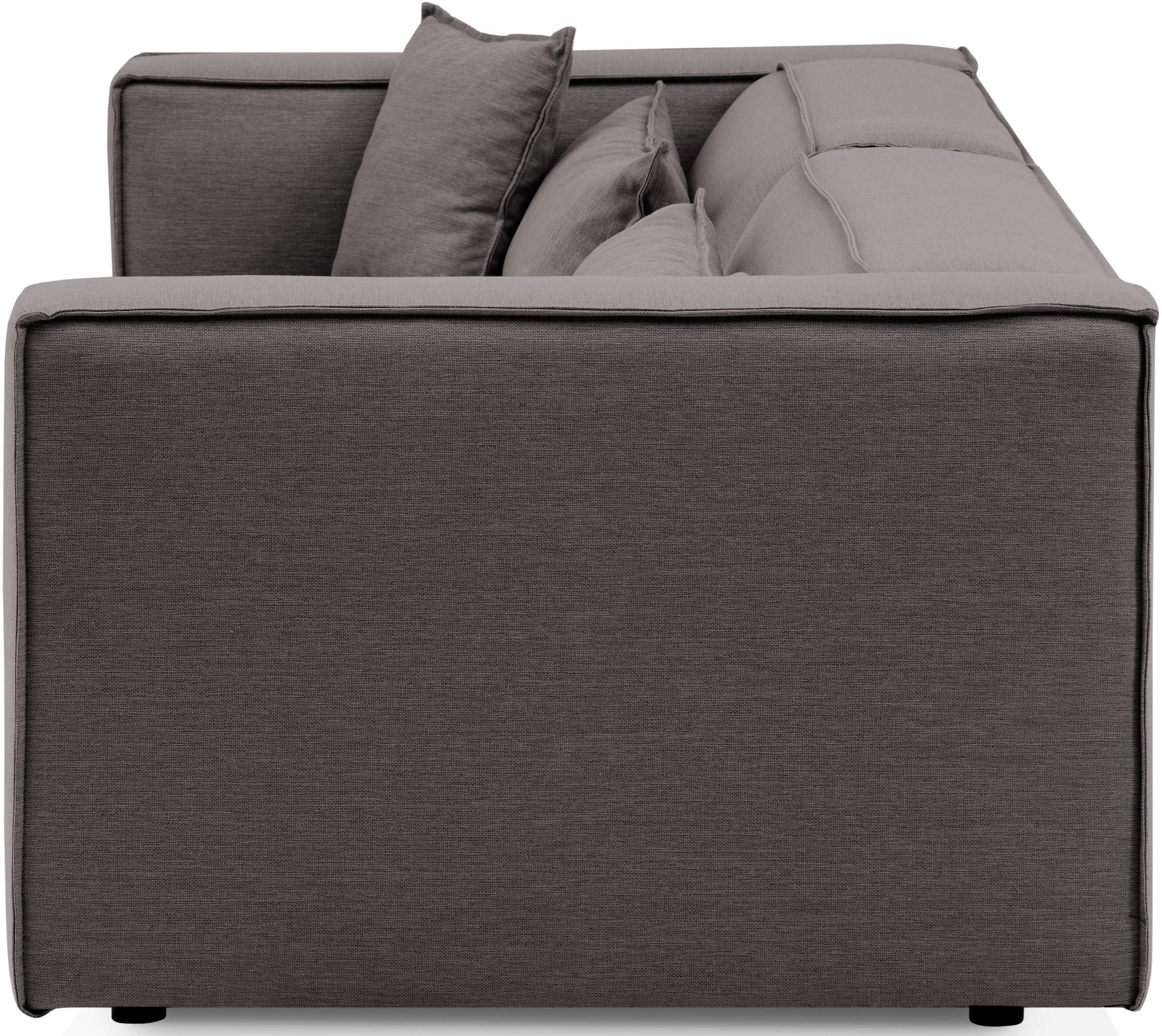 LeGer Home by Lena Gercke 3-Sitzer »PIARA, Couch mit Kedernaht, Sofa in Cord oder Leinenoptik«, schwarze Füße, bequemer Sitzkomfort