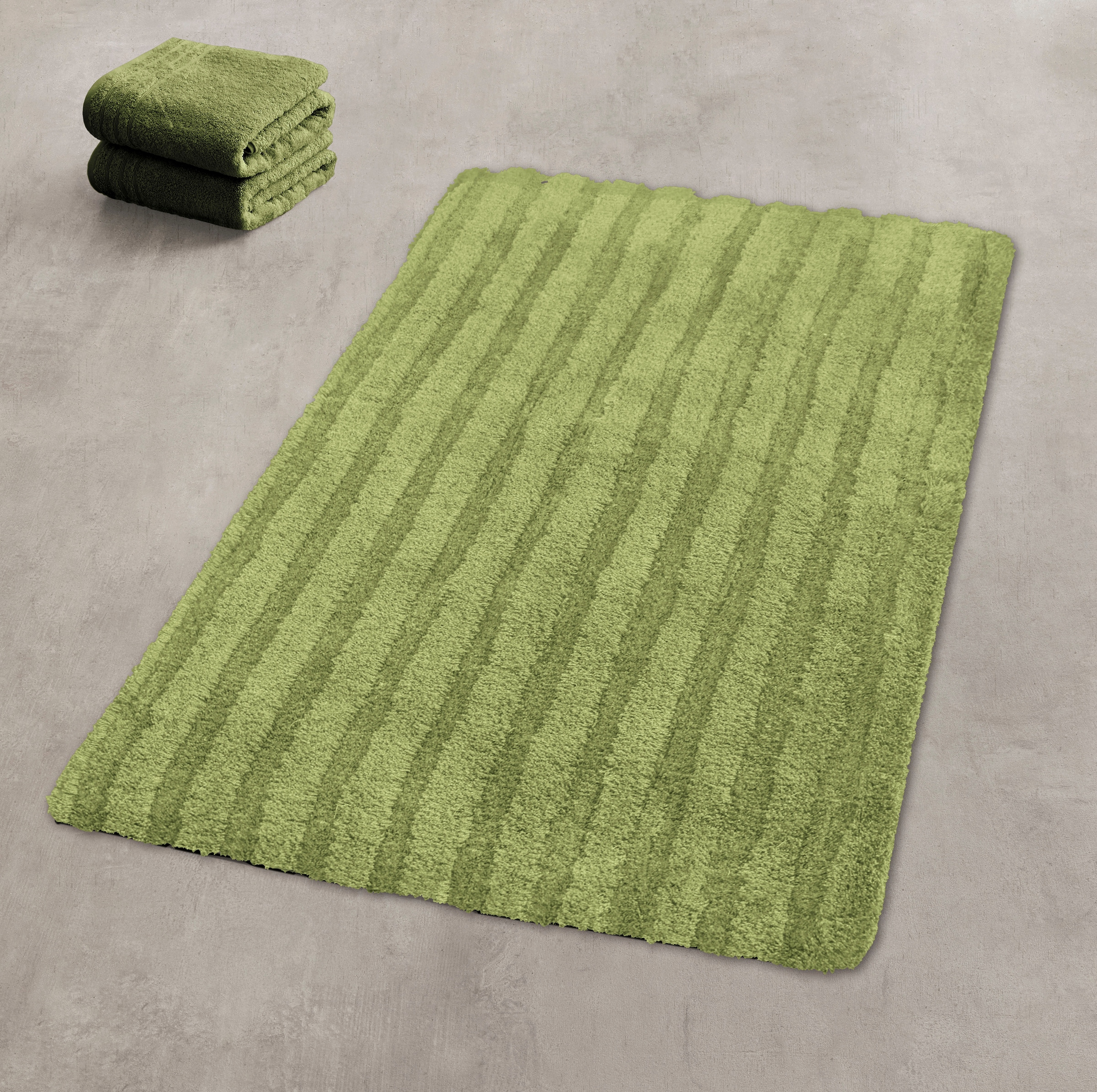 Kleine Wolke Badematte »Cord«, rutschhemmend beschichtet, fußbodenheizungsgeeignet, Badteppich, Streifen Design, Hoch-Tief Effekt
